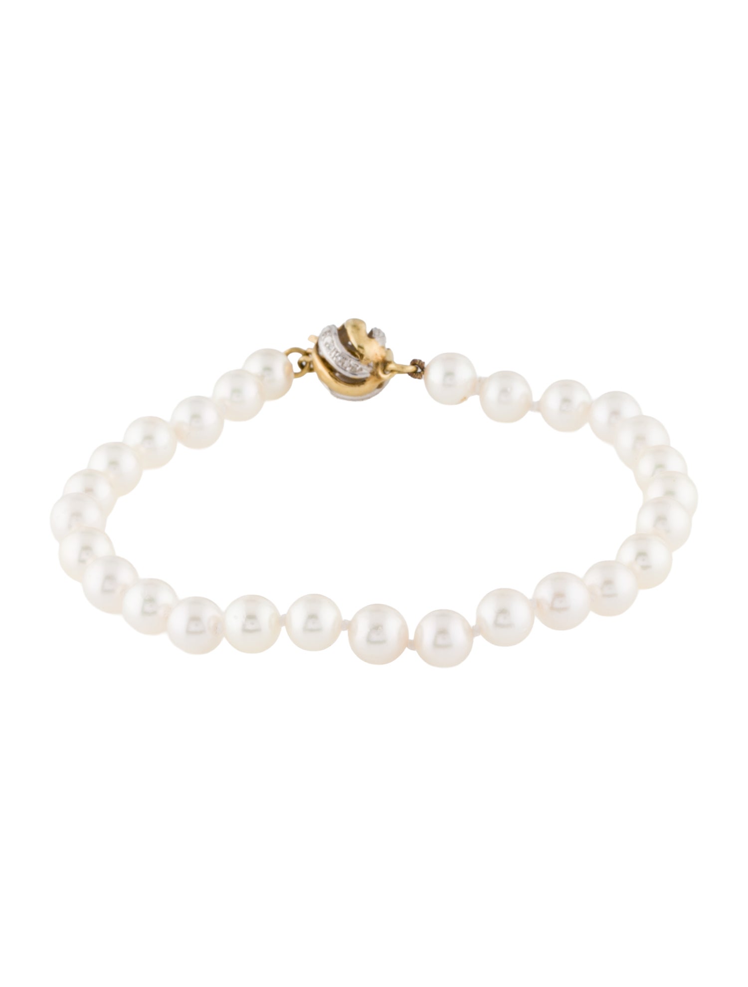 Bracelet 14K Diamond & Pearl Beaded