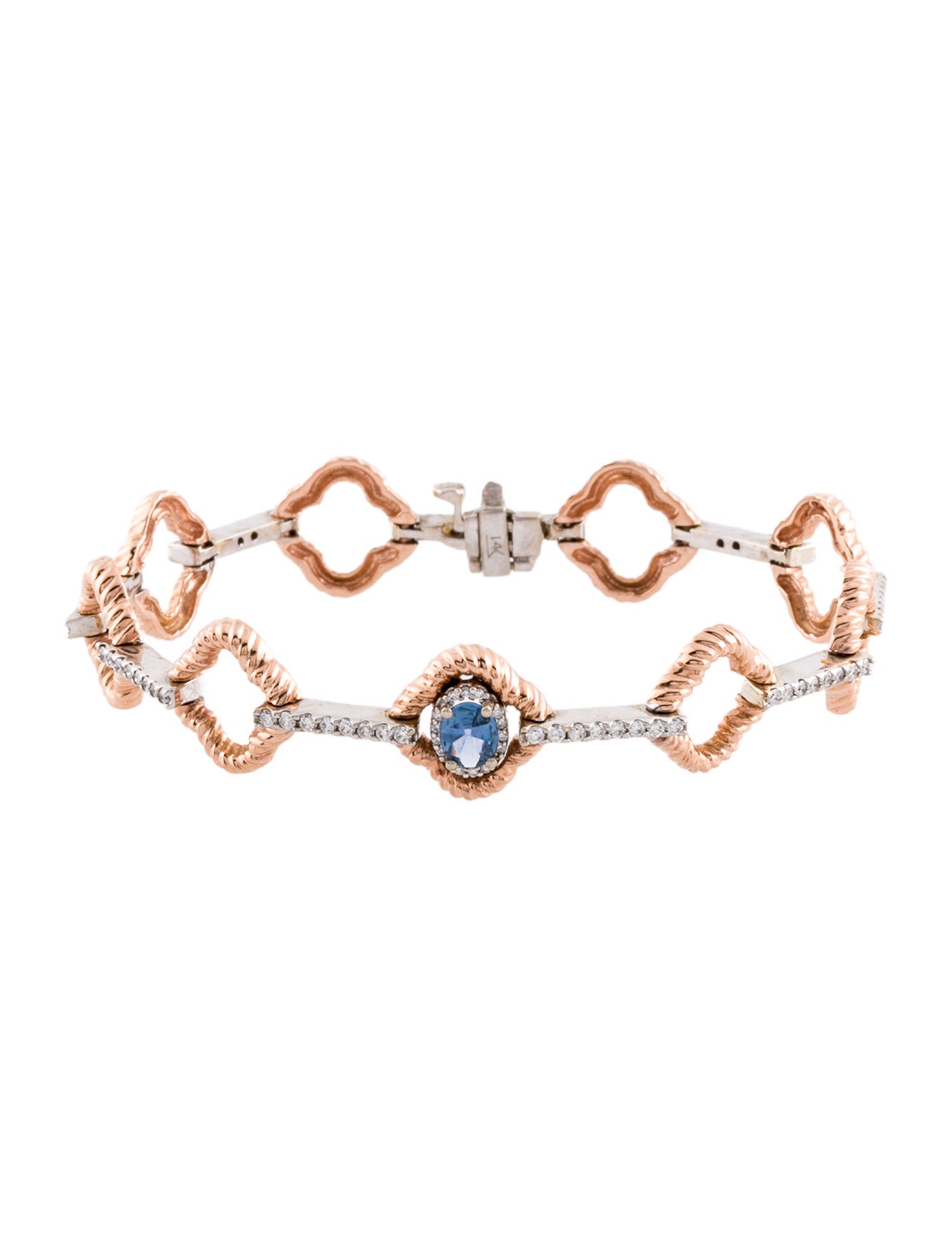 Bracelet 14K Sapphire & Diamond Quatrefoil