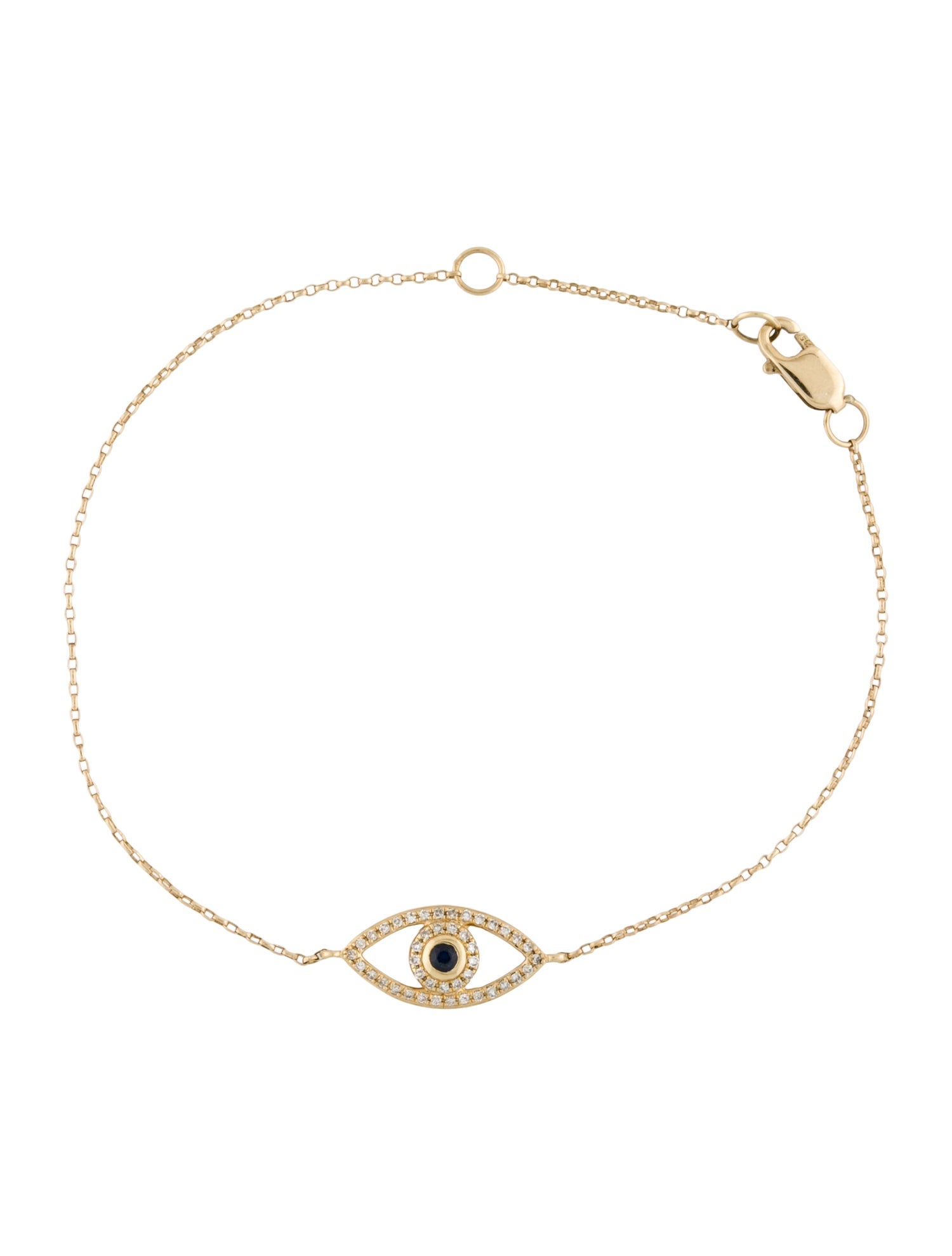 Bracelet 14K Sapphire & Diamond Evil Eye Station