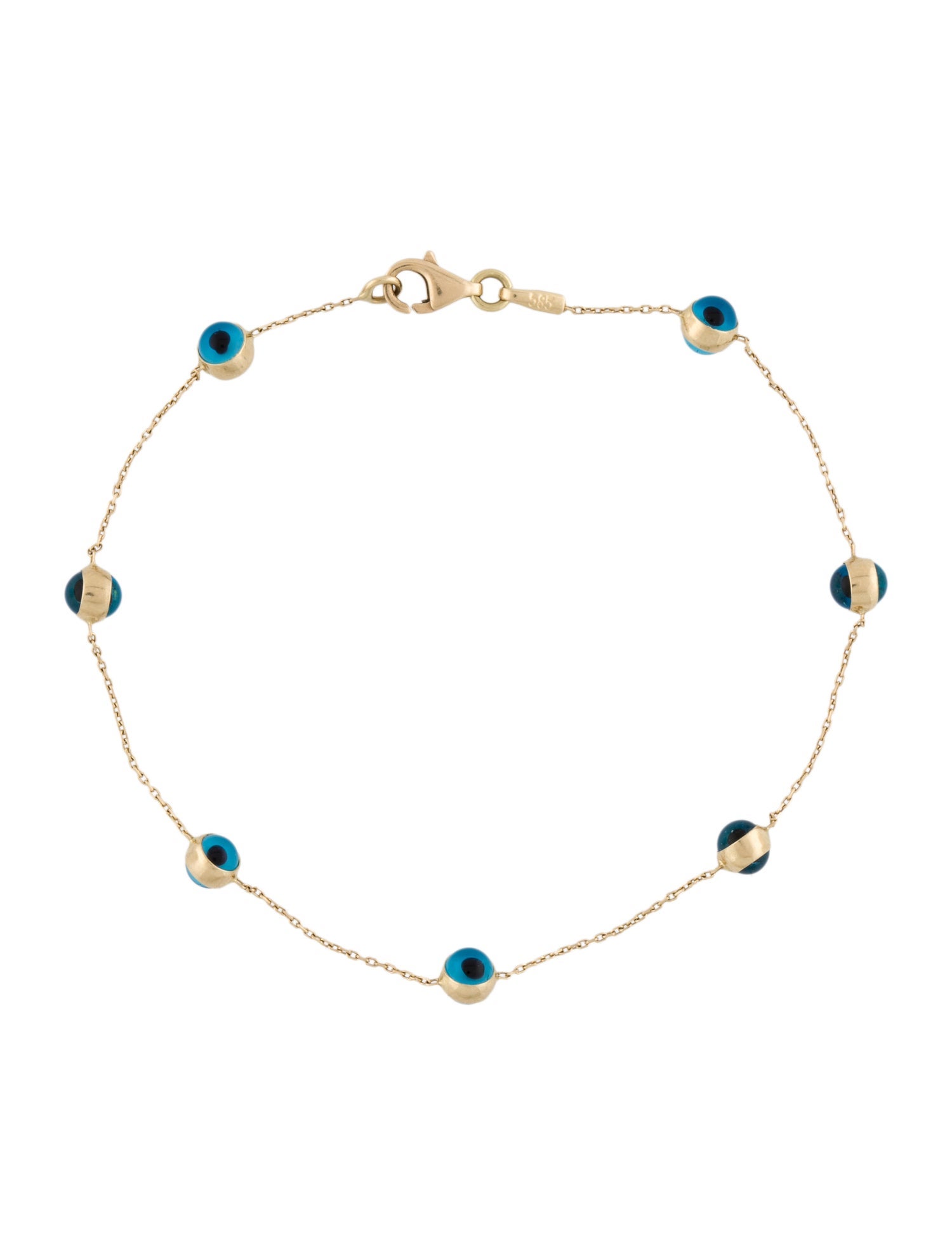 Bracelet 14K Glass Evil Eye Station Chain