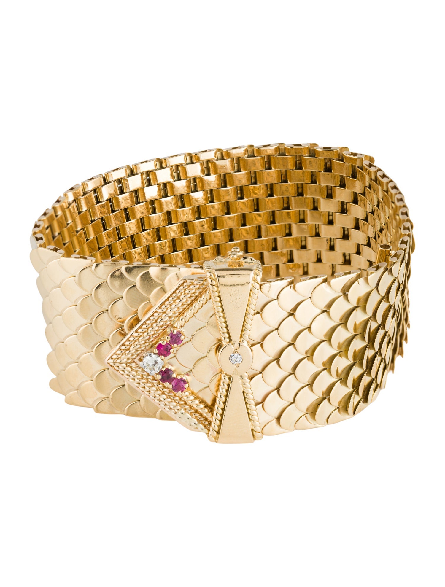 Bracelet 18K Ruby & Diamond Scale Buckle