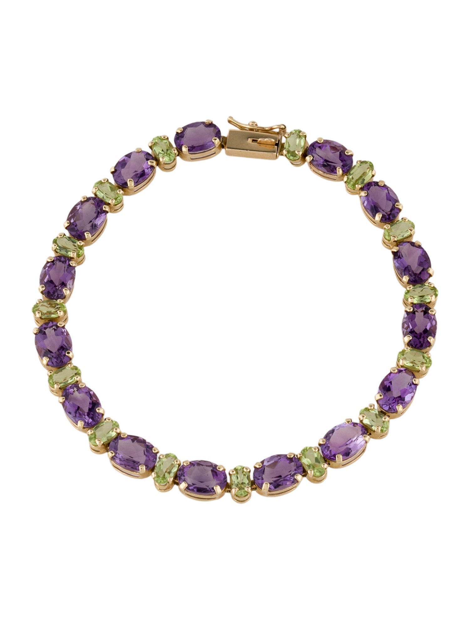 Bracelet 14K Amethyst & Peridot Tennis