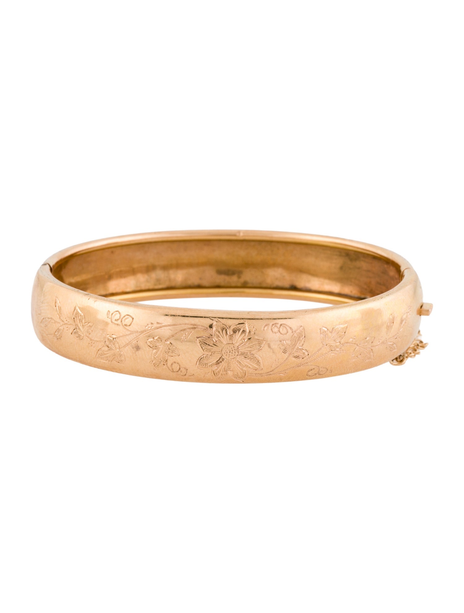 Bracelet 14K Engraved Hinge Bangle