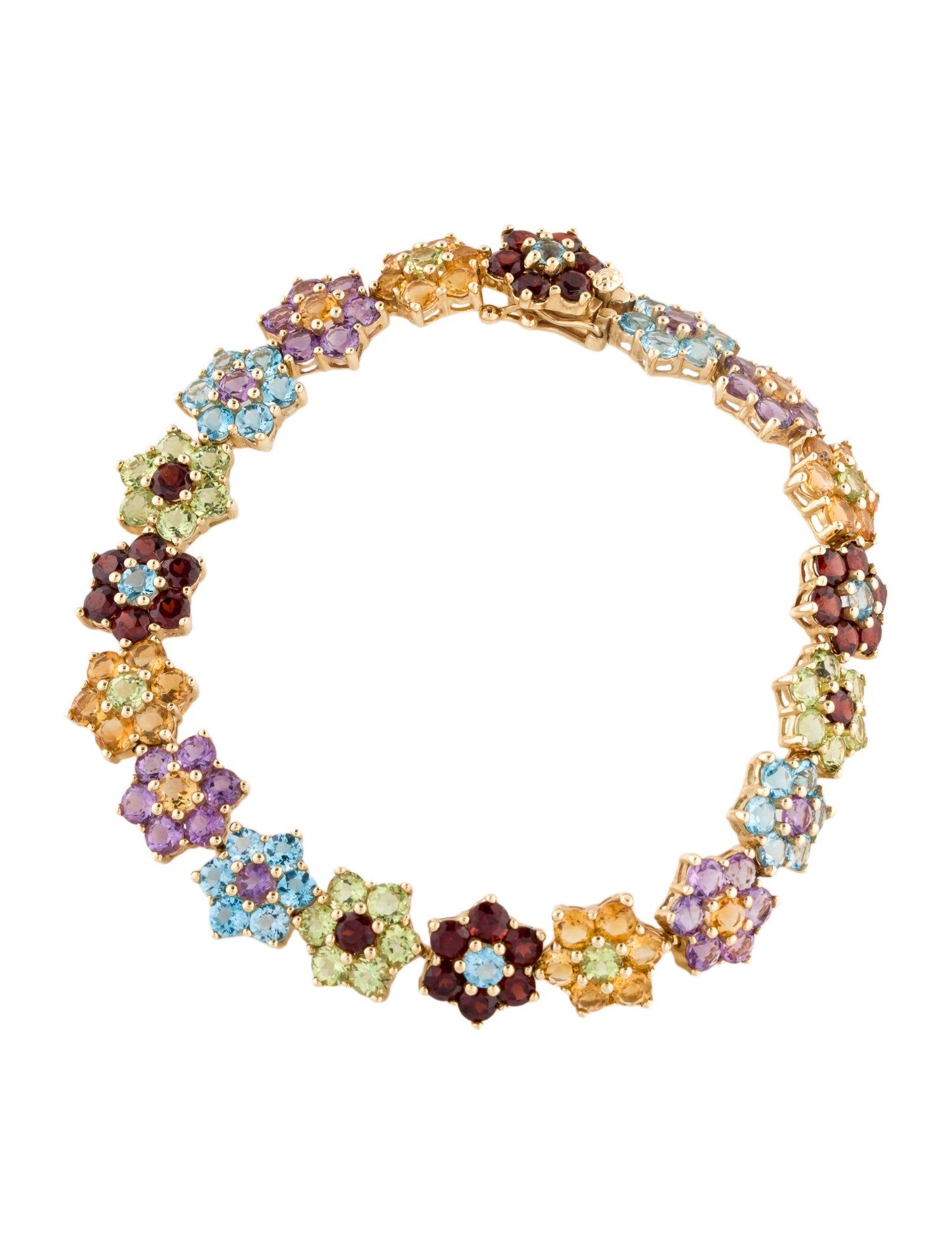 Bracelet 14K Multistone Floral Link