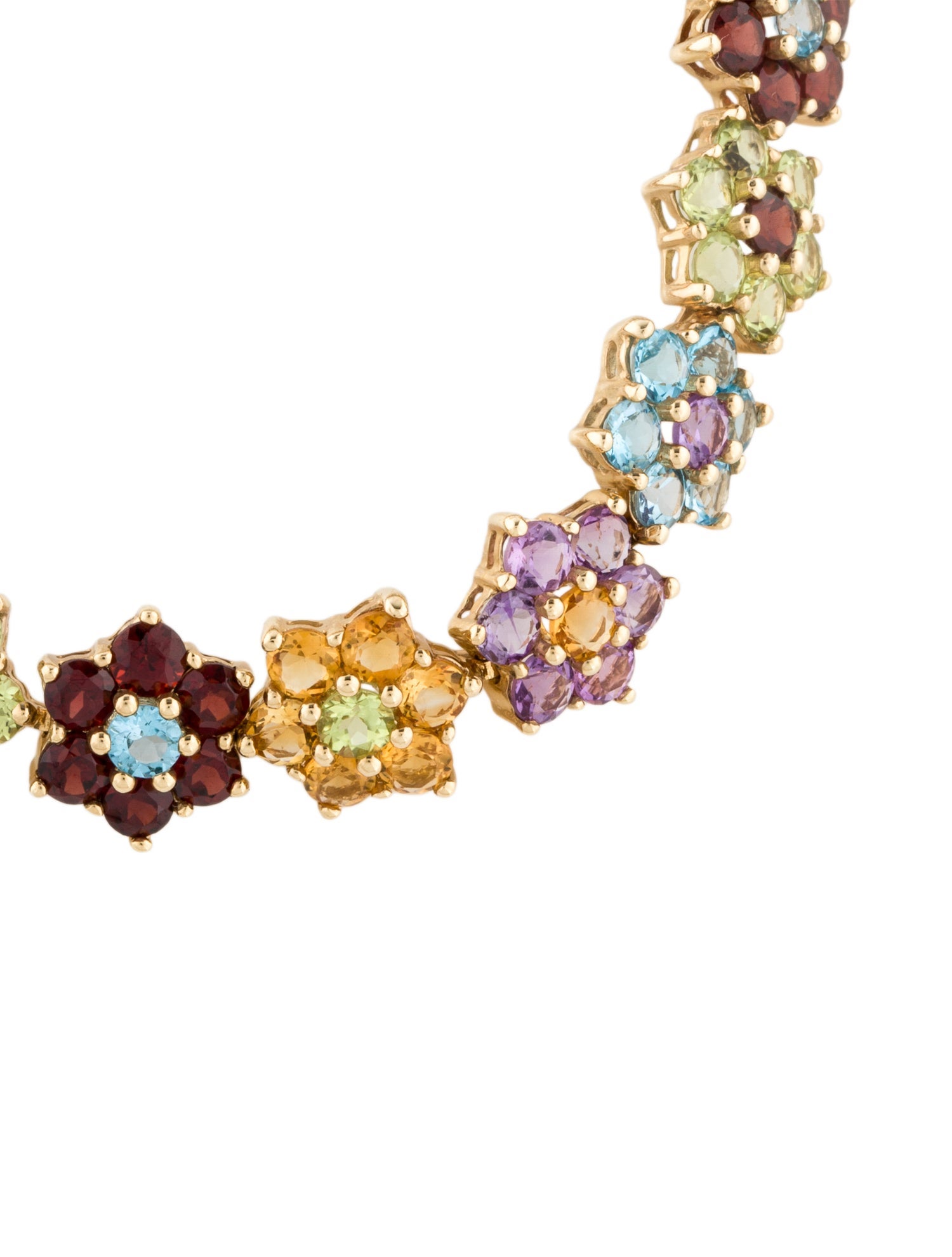 Bracelet 14K Multistone Floral Link