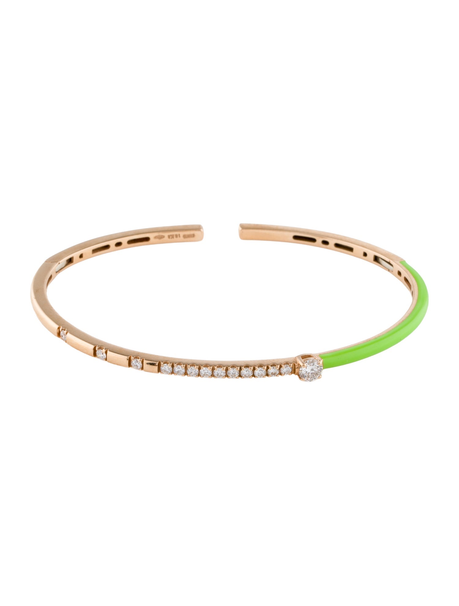 Bracelet 18K Diamond & Enamel Hinged Bangle