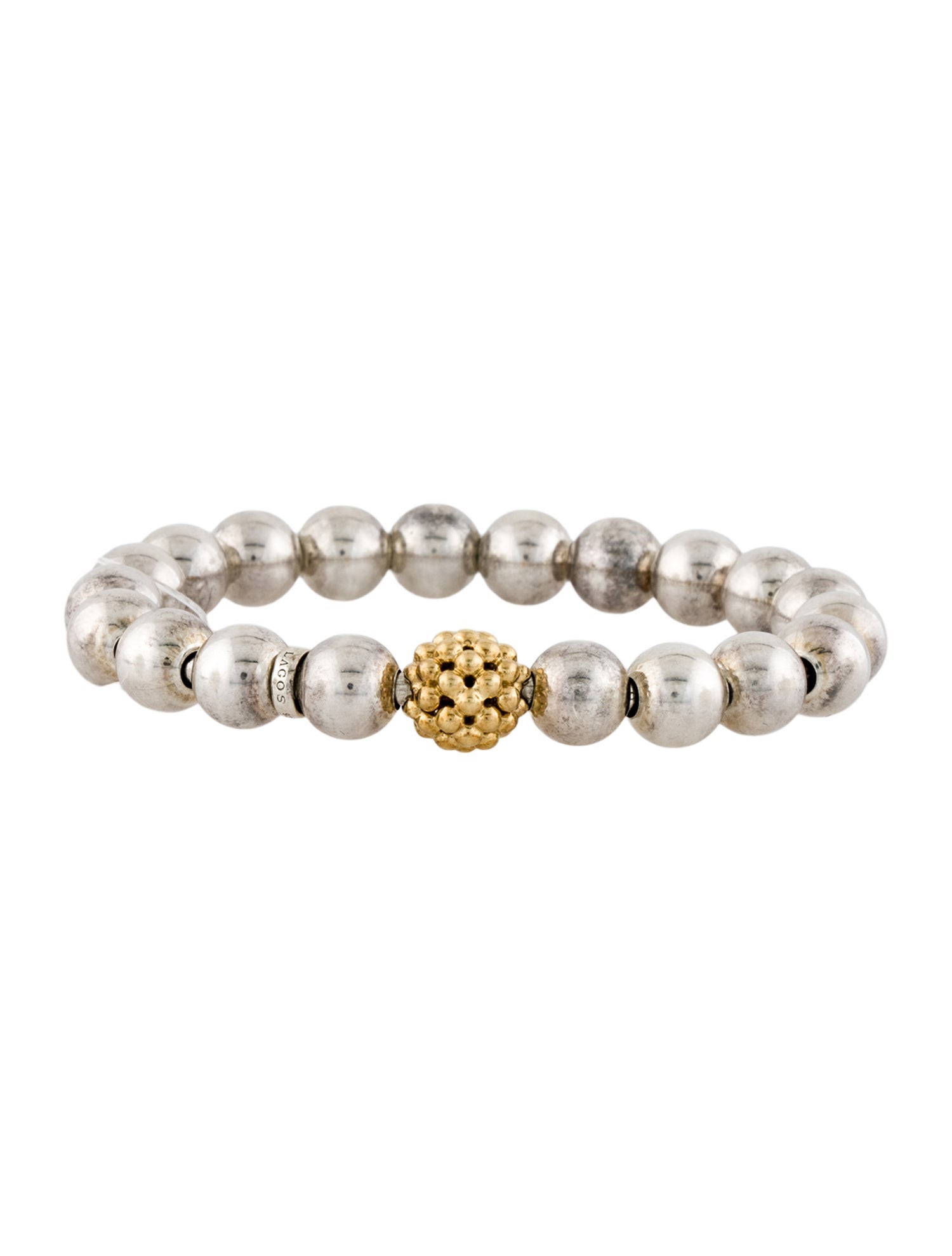 Lagos Two-Tone Lattice Ball Bead Stretch Bracelet