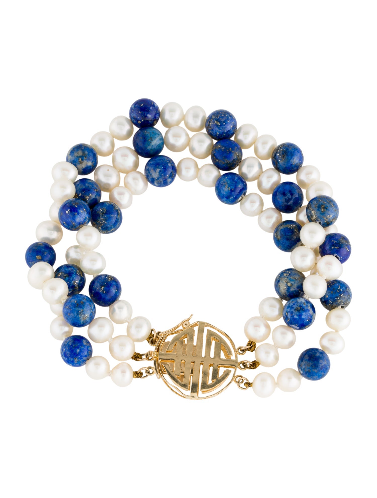 Bracelet 14K Pearl & Lapis Multi Strand