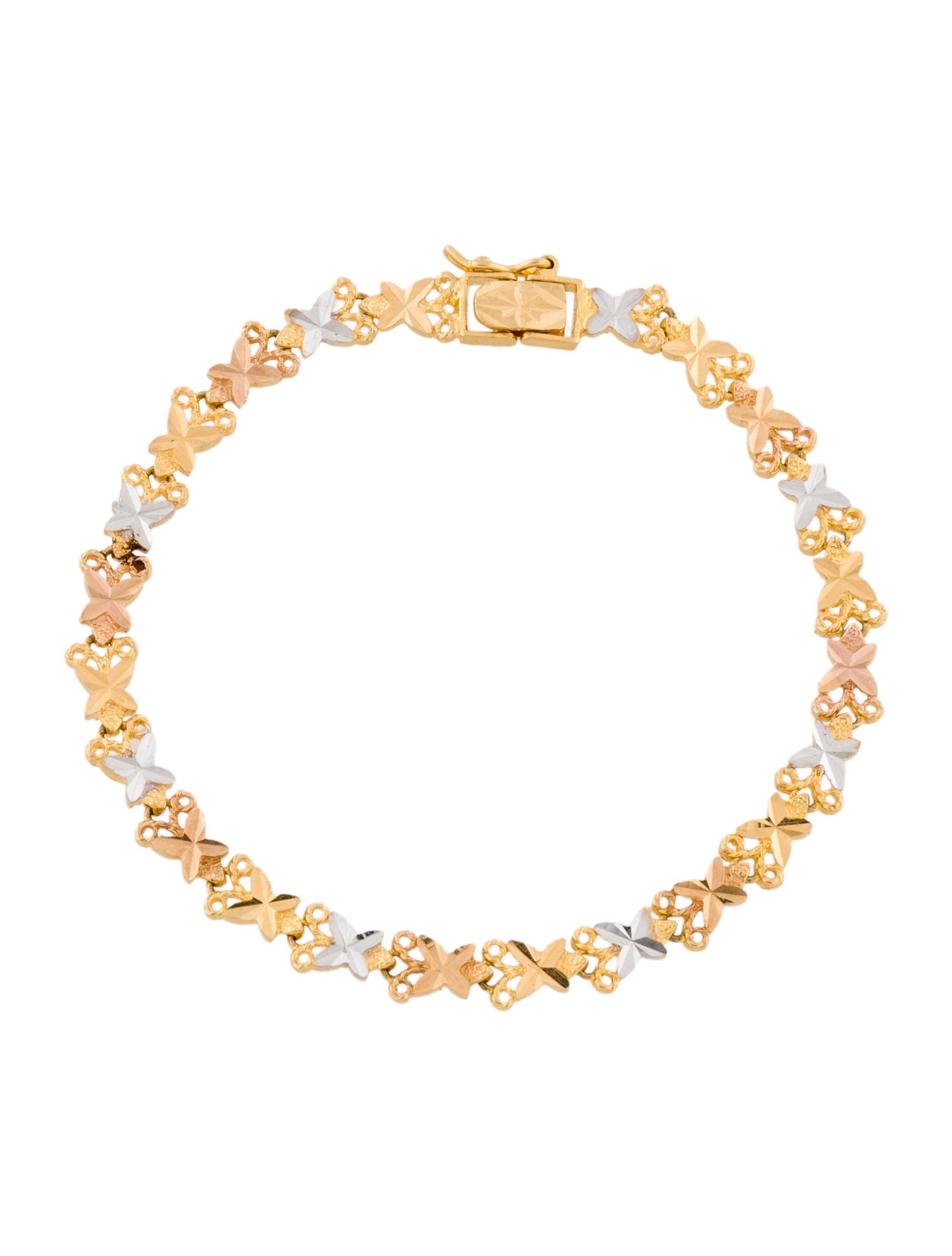 Bracelet 21K Tricolor Fancy Link