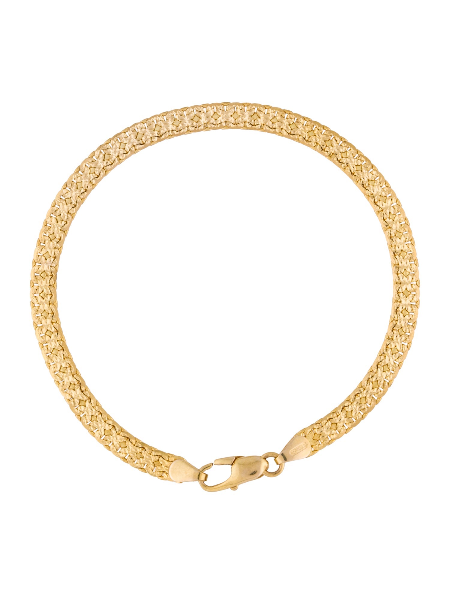 Bracelet 14K Textured Flat Chain Link