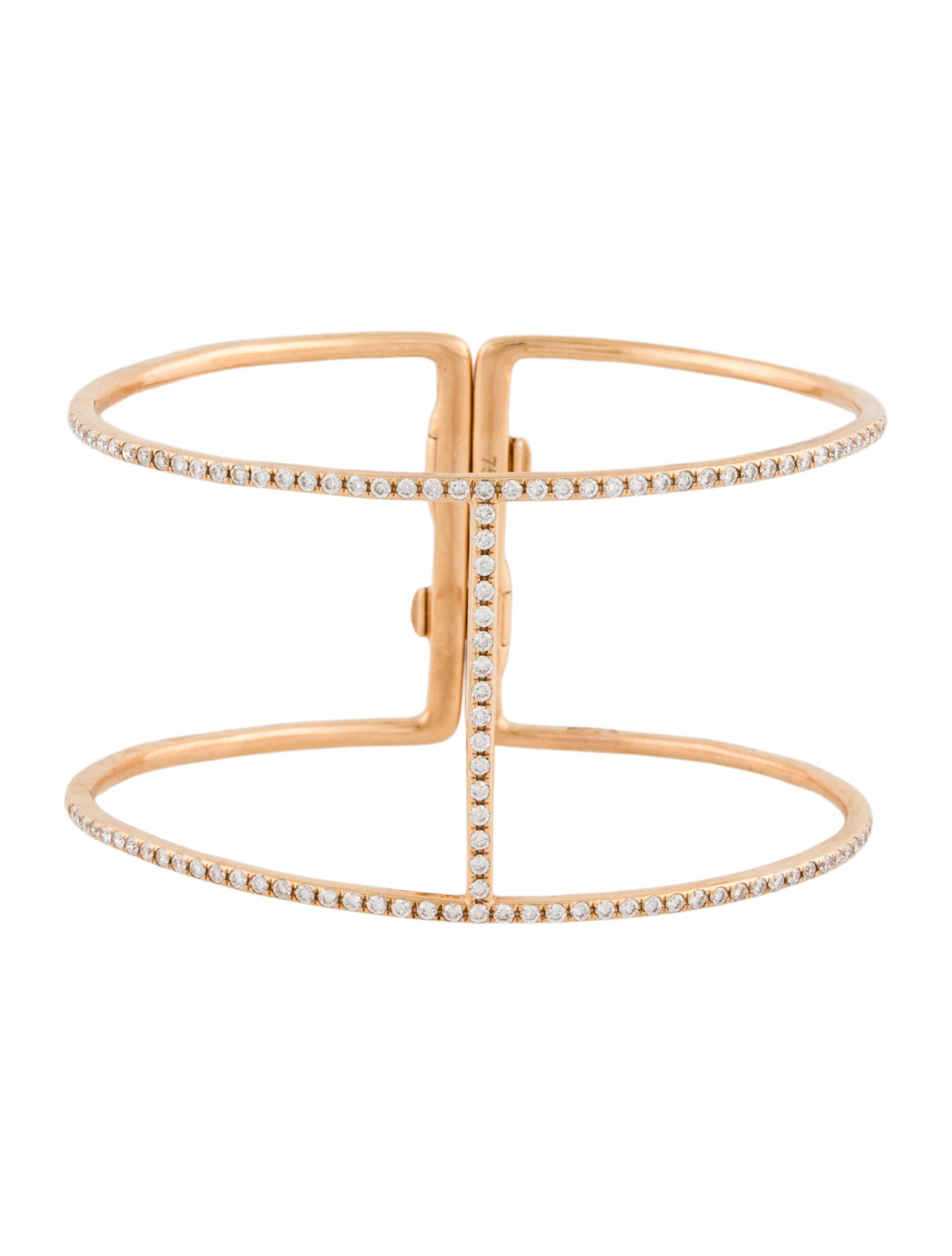 Bracelet 18K 1.06ctw Diamond Pavé Hinged Cage Bangle