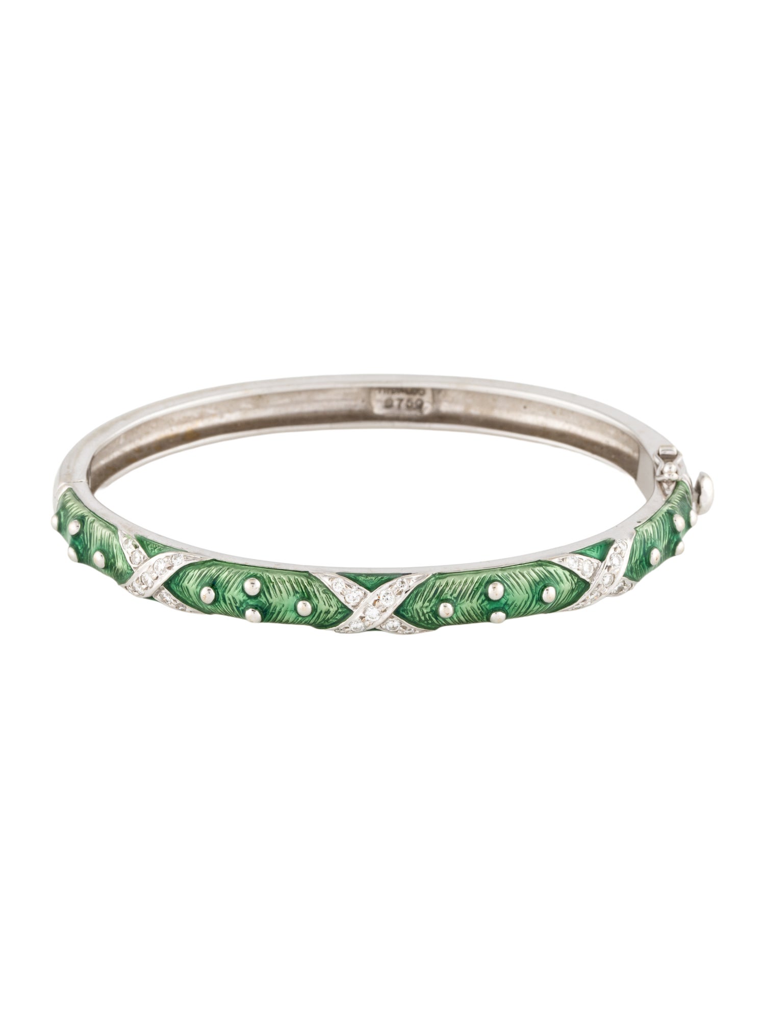 Hidalgo 18K Diamond Enamel Hinged Bangle