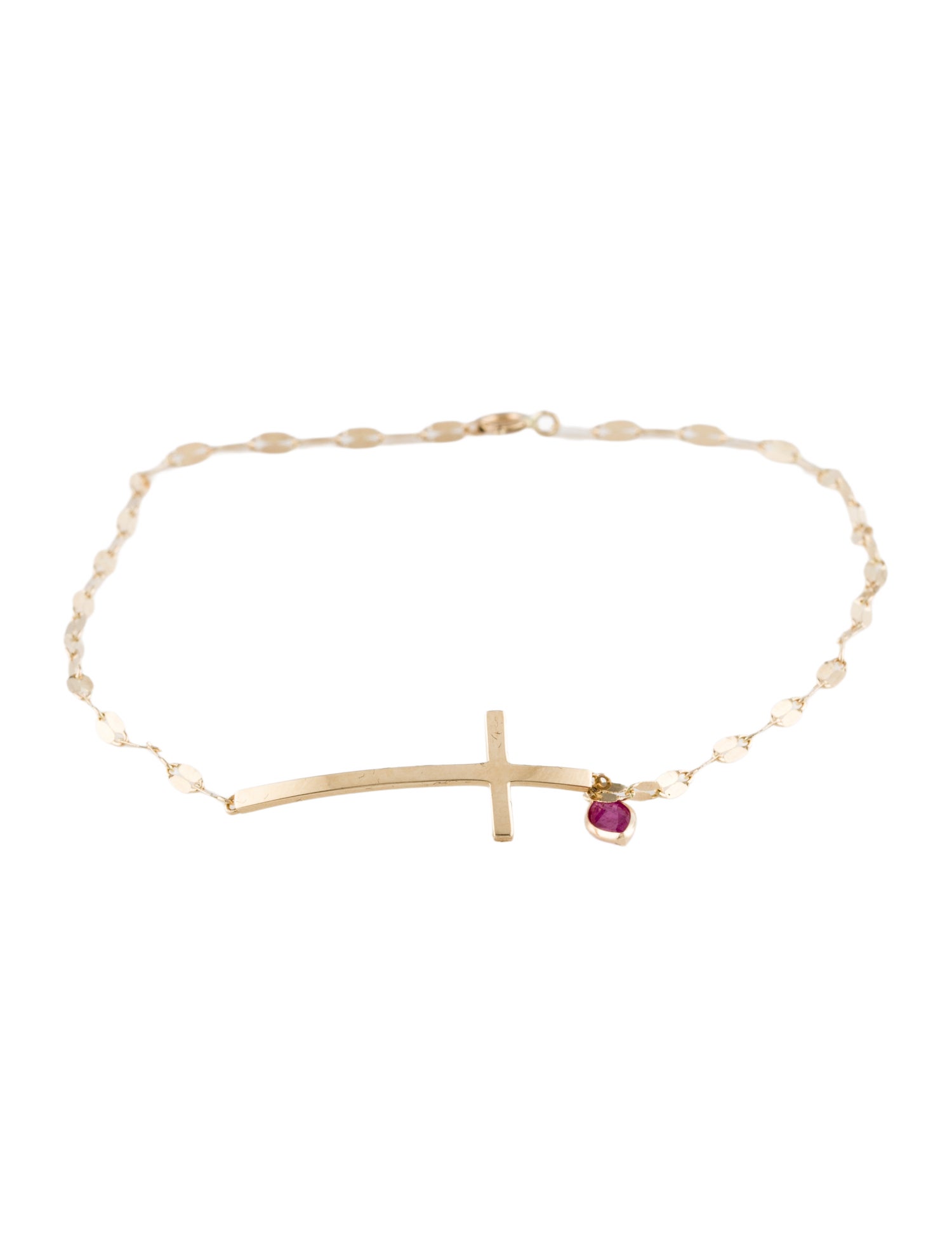 Bracelet 14K Ruby Cross Station Charm