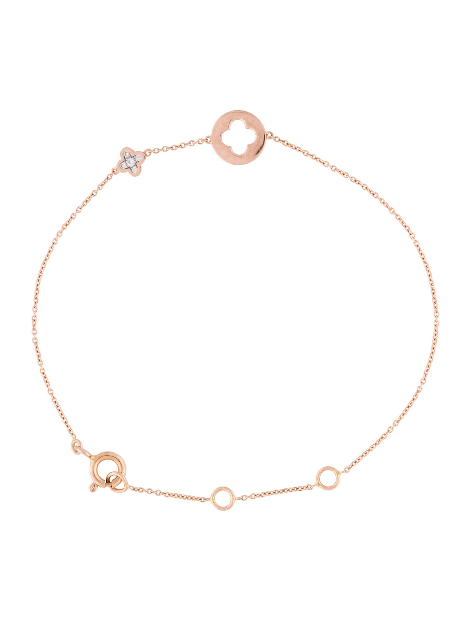 Bracelet 14K Diamond Clover Link