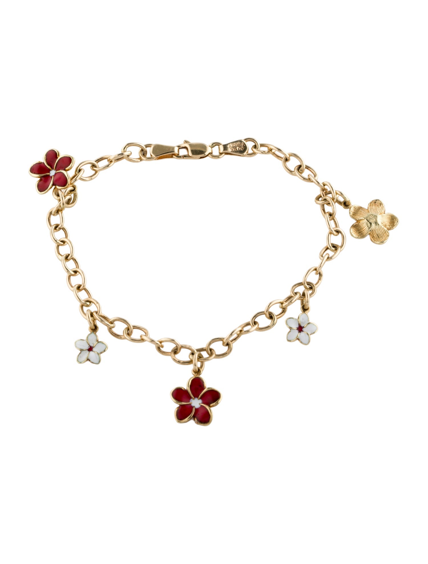Bracelet 14K Enamel Flower Charm