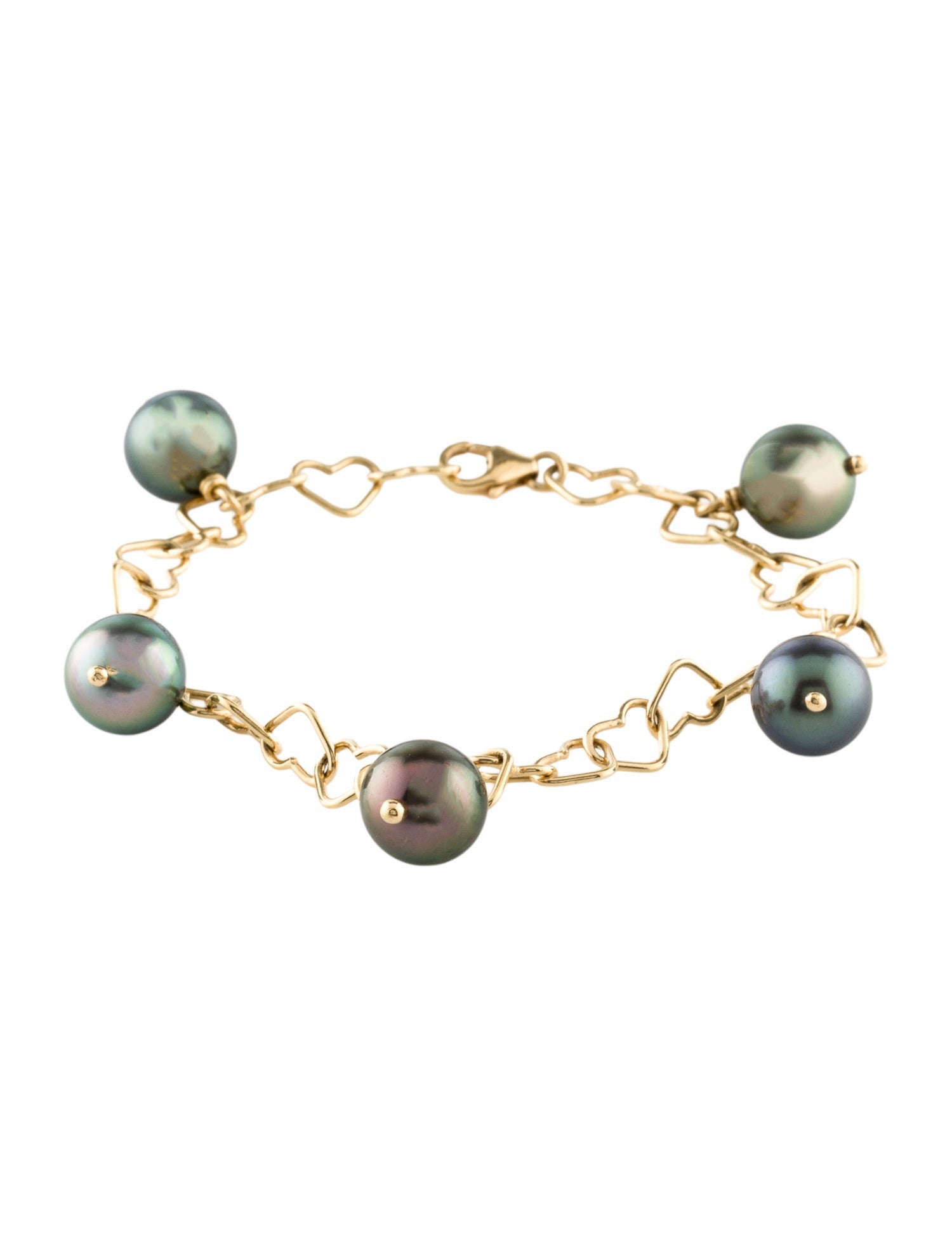 Bracelet 18K Pearl Heart Link Station
