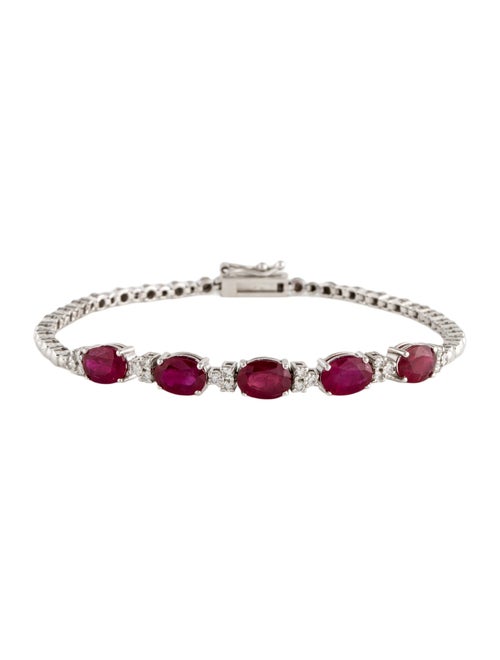 Bracelet 14K Ruby & Diamond Link Bracelet