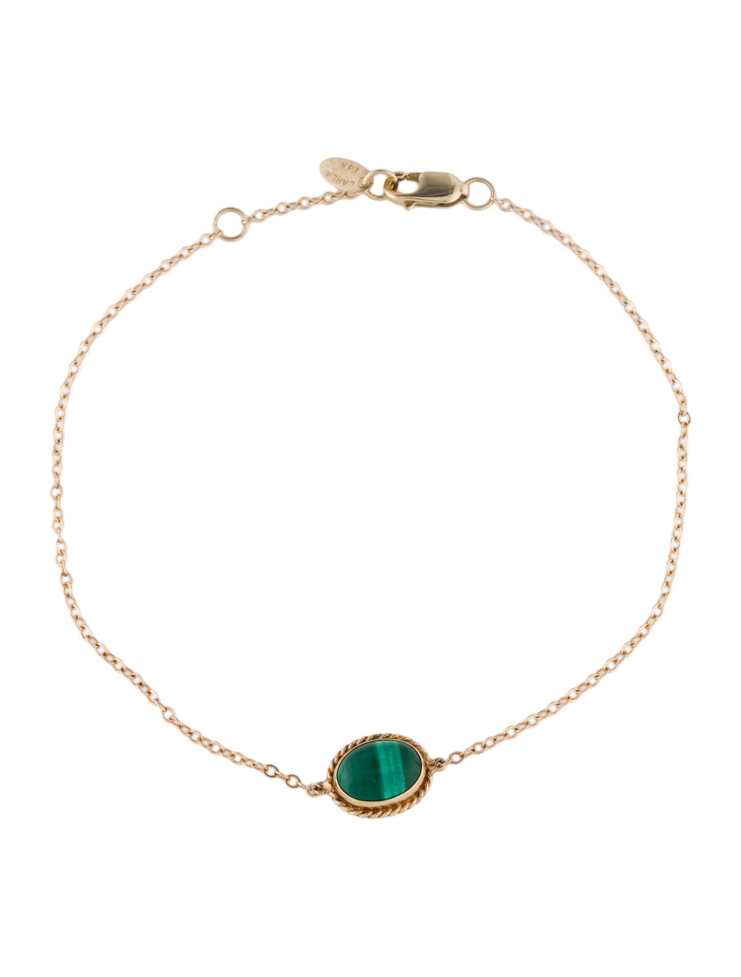 Bracelet 14K Malachite Charm Bracelet