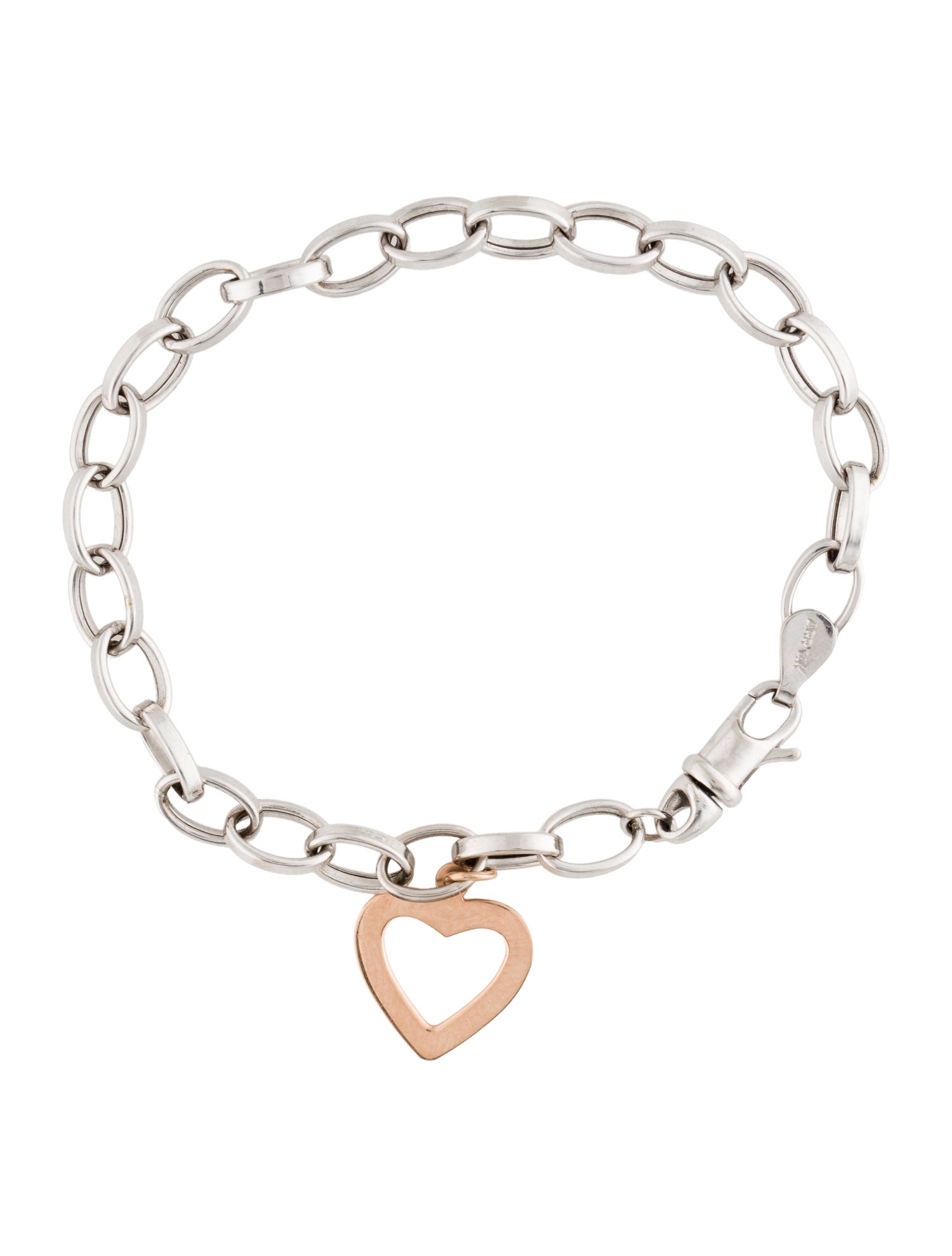 Bracelet 14K Two-Tone Heart Charm Link