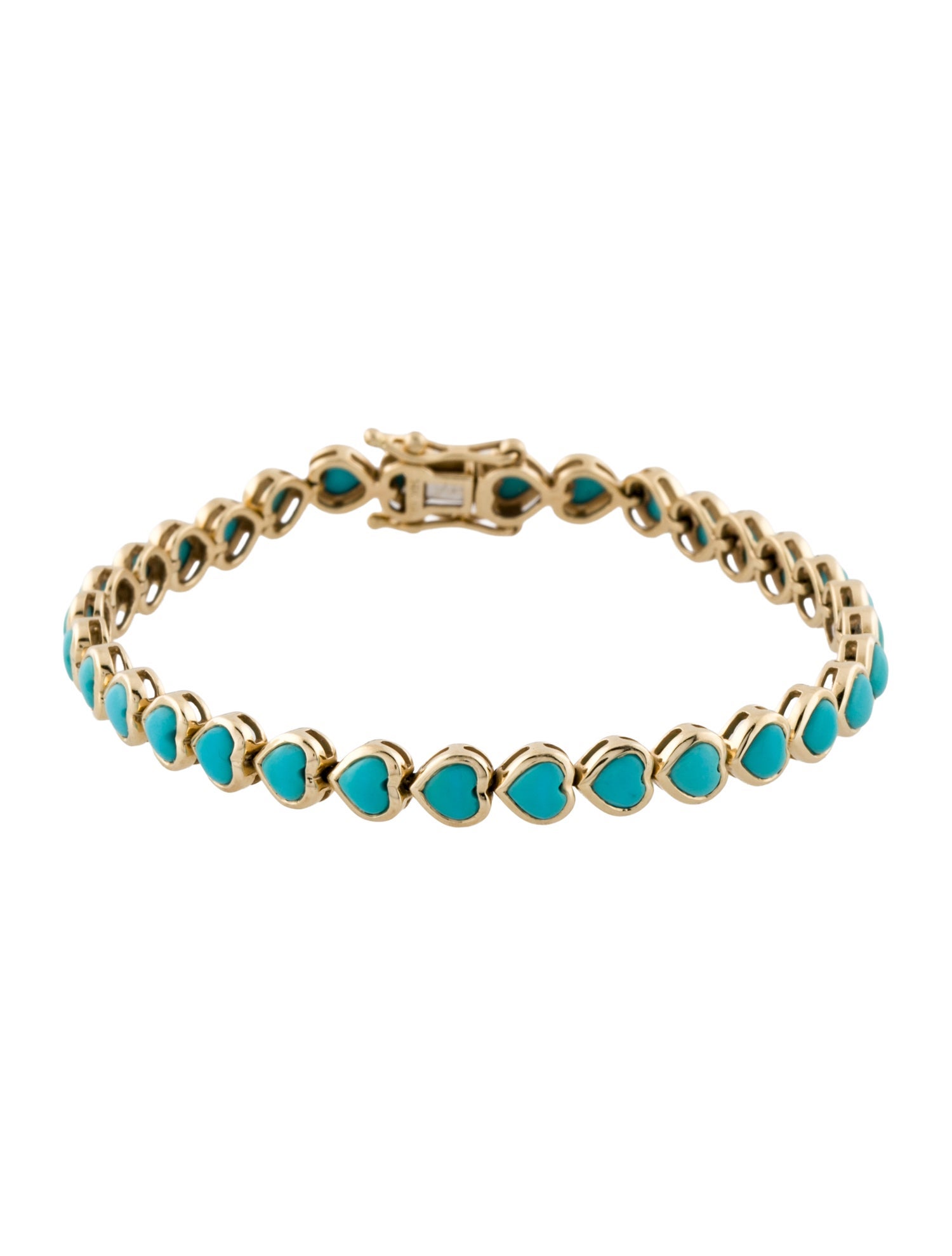 Bracelet 14K 4.77ctw Turquoise Heart Link