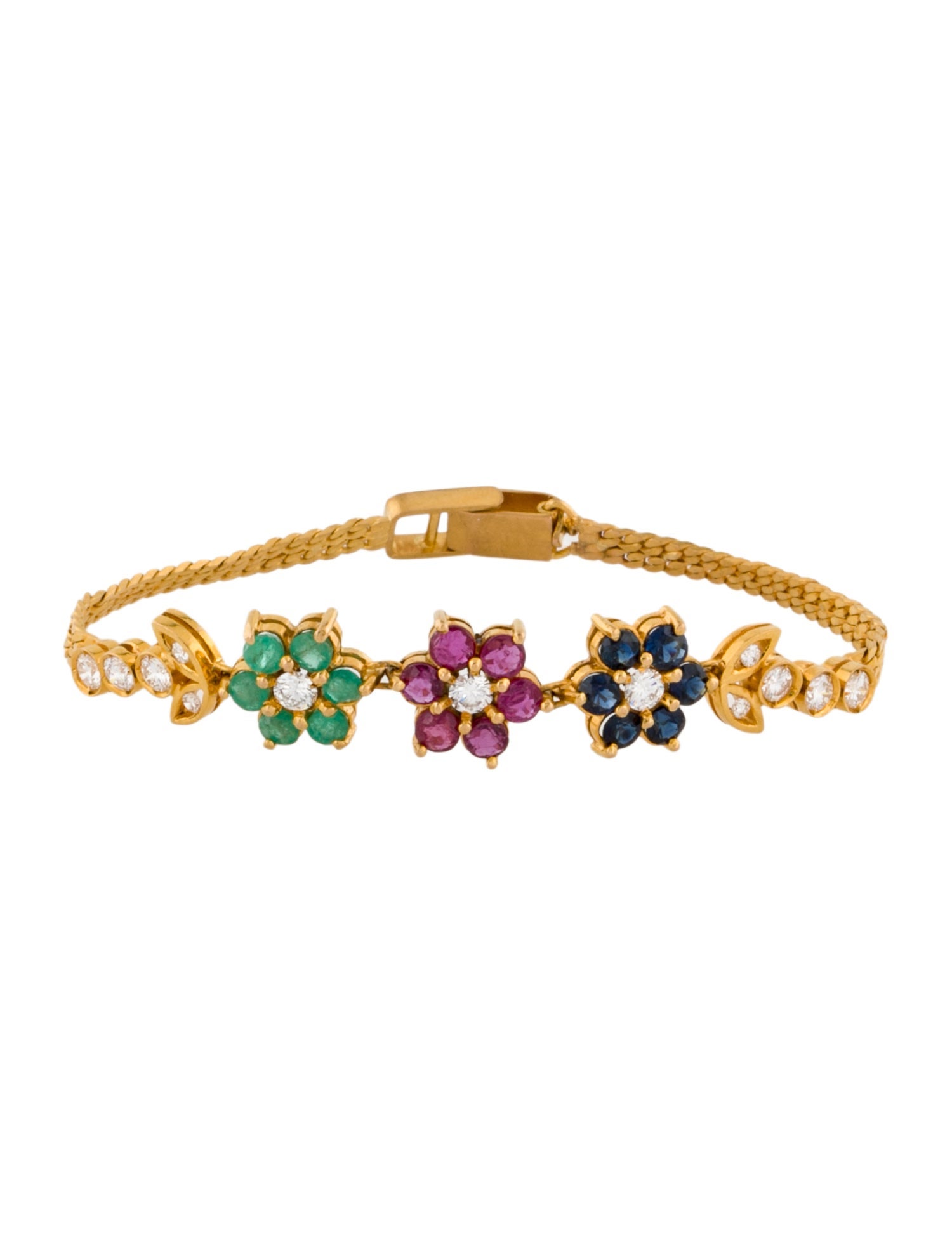 Bracelet 18K Multistone & Diamond Flower Station