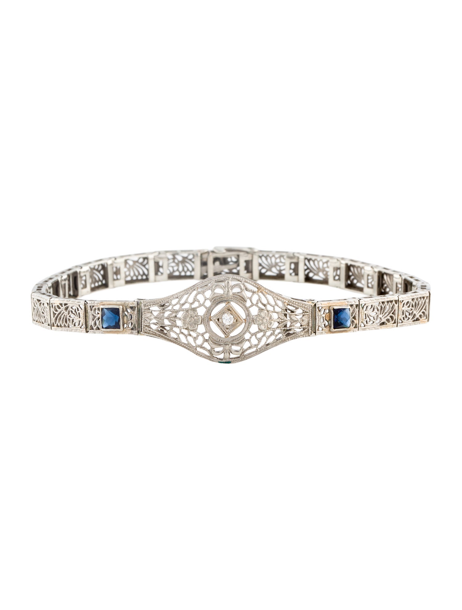 Bracelet Vintage Synthetic Sapphire & Diamond Bracelet