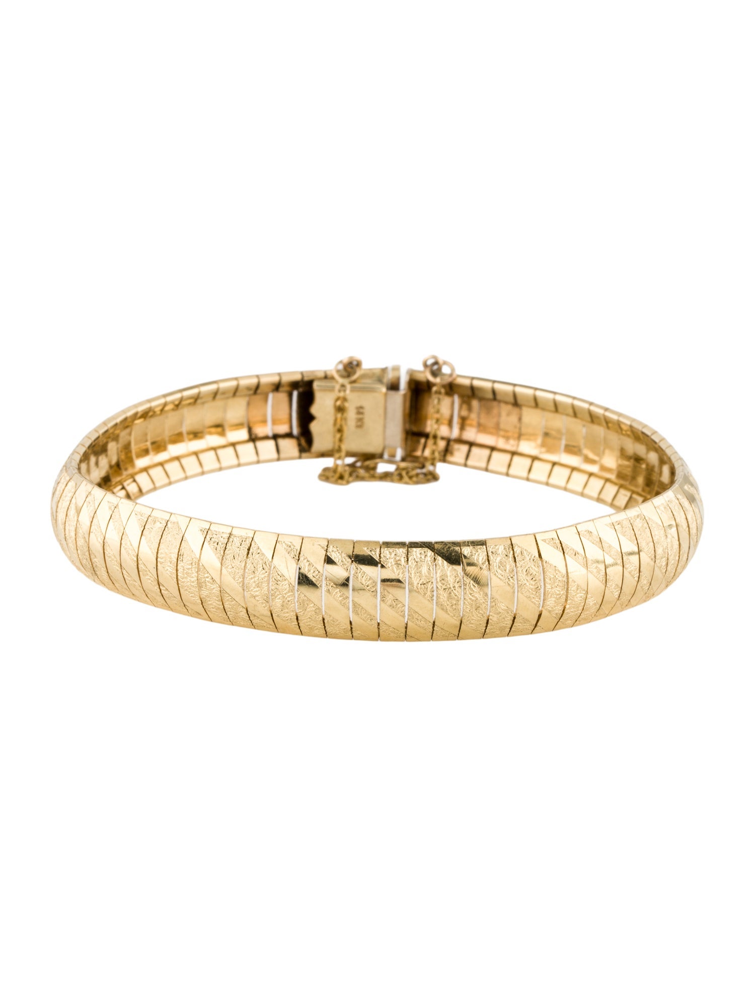 Bracelet 14K Patterned Omega Link Bracelet