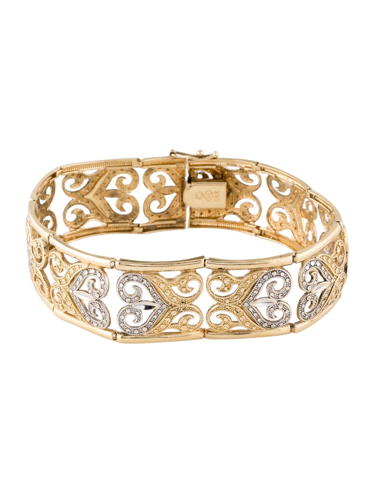 Bracelet 14K Two Tone Filigree Link