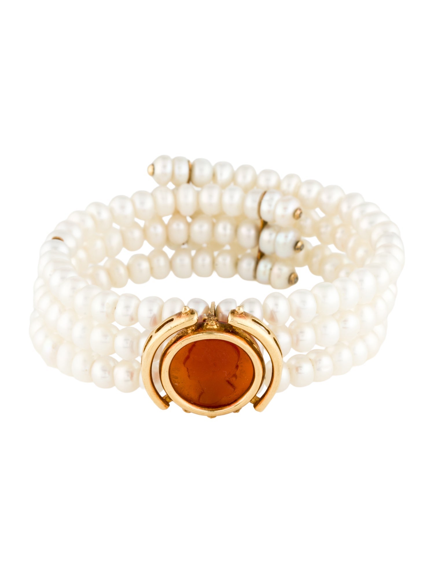Bracelet 18K Carnelian & Pearl Cuff