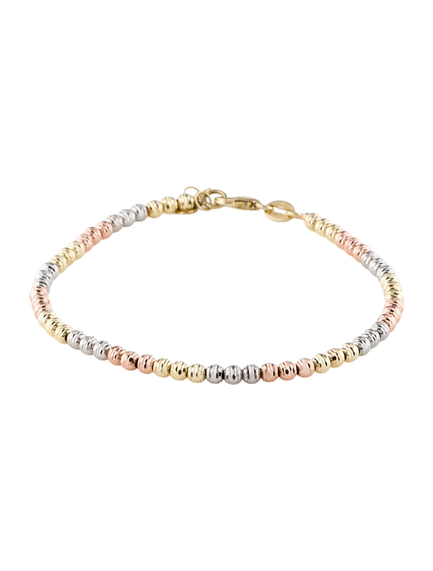 Bracelet 14K Three Tone Bead Link