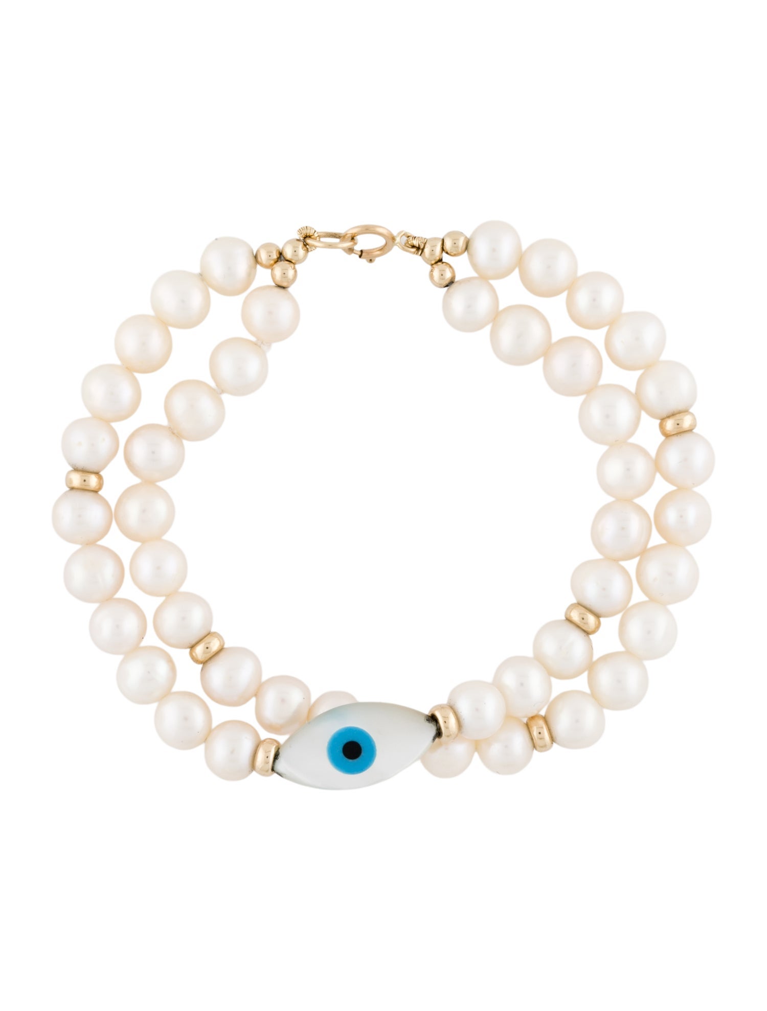 Bracelet 14K Mother of Pearl, Pearl & Resin Evil Eye Charm