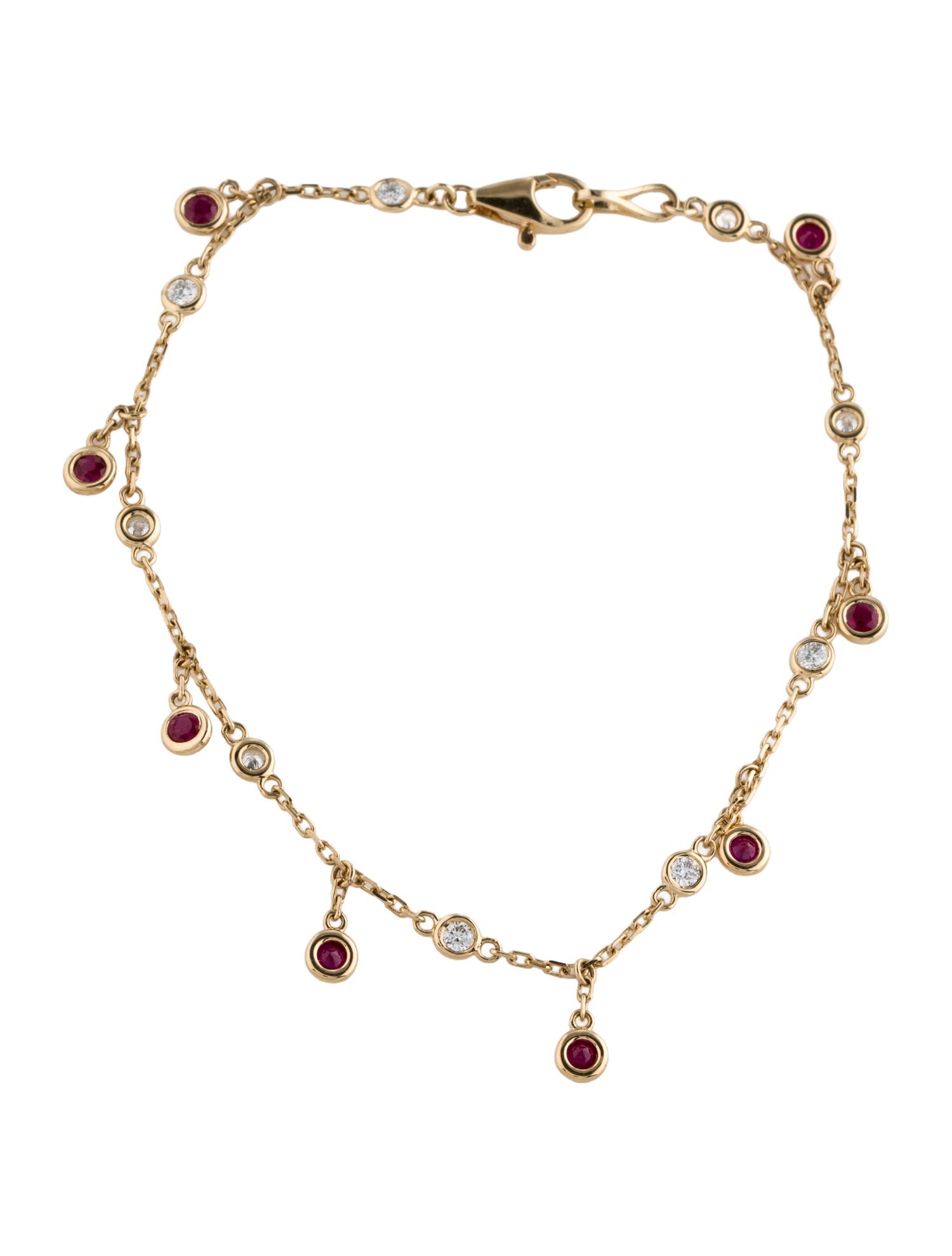 Bracelet 14K Ruby & Diamond Charm