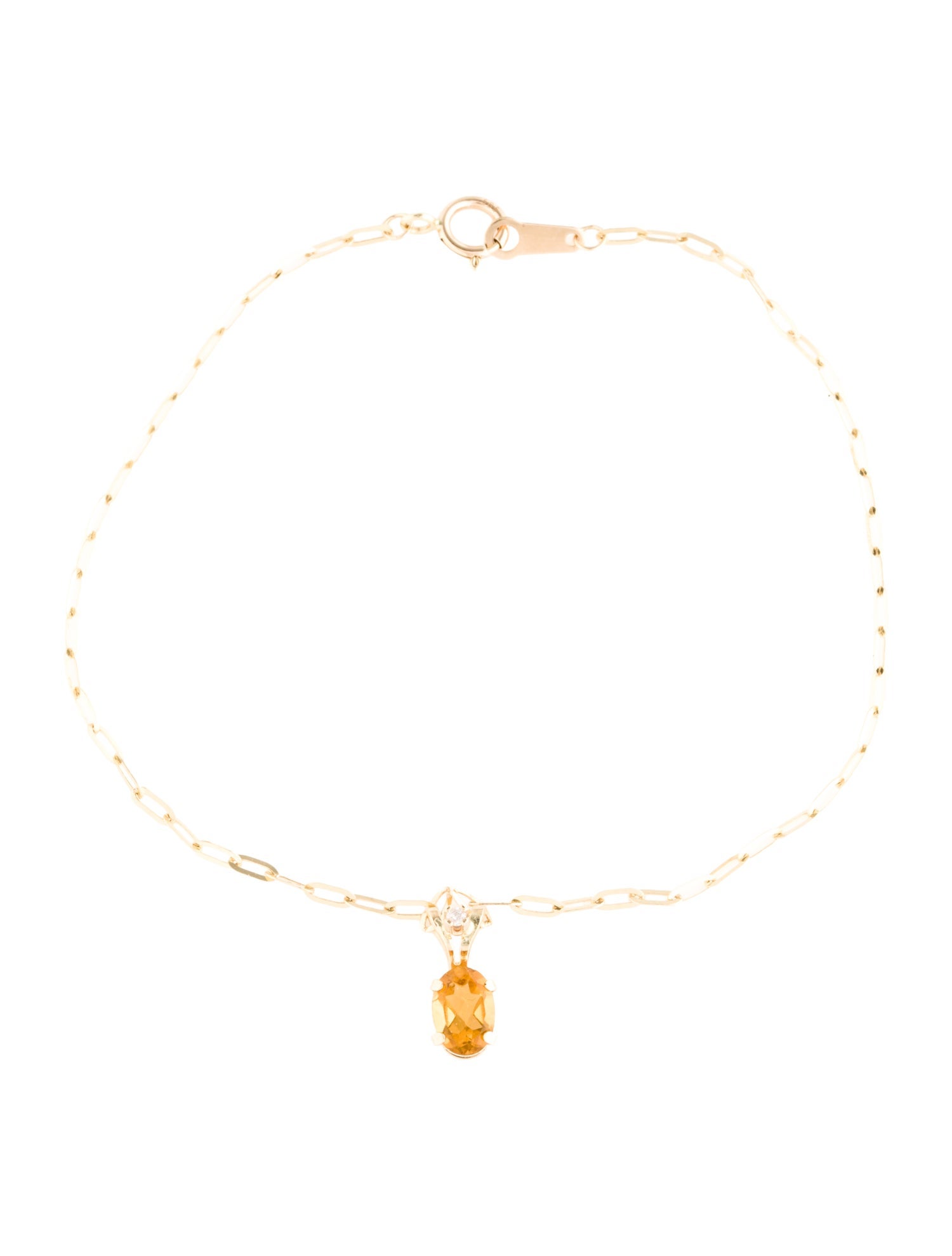 Bracelet 14K Citrine & Diamond Charm
