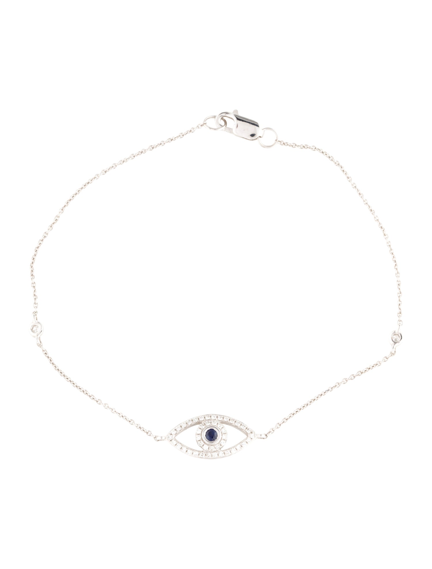 Bracelet 14K Sapphire & Diamond Evil Eye Station