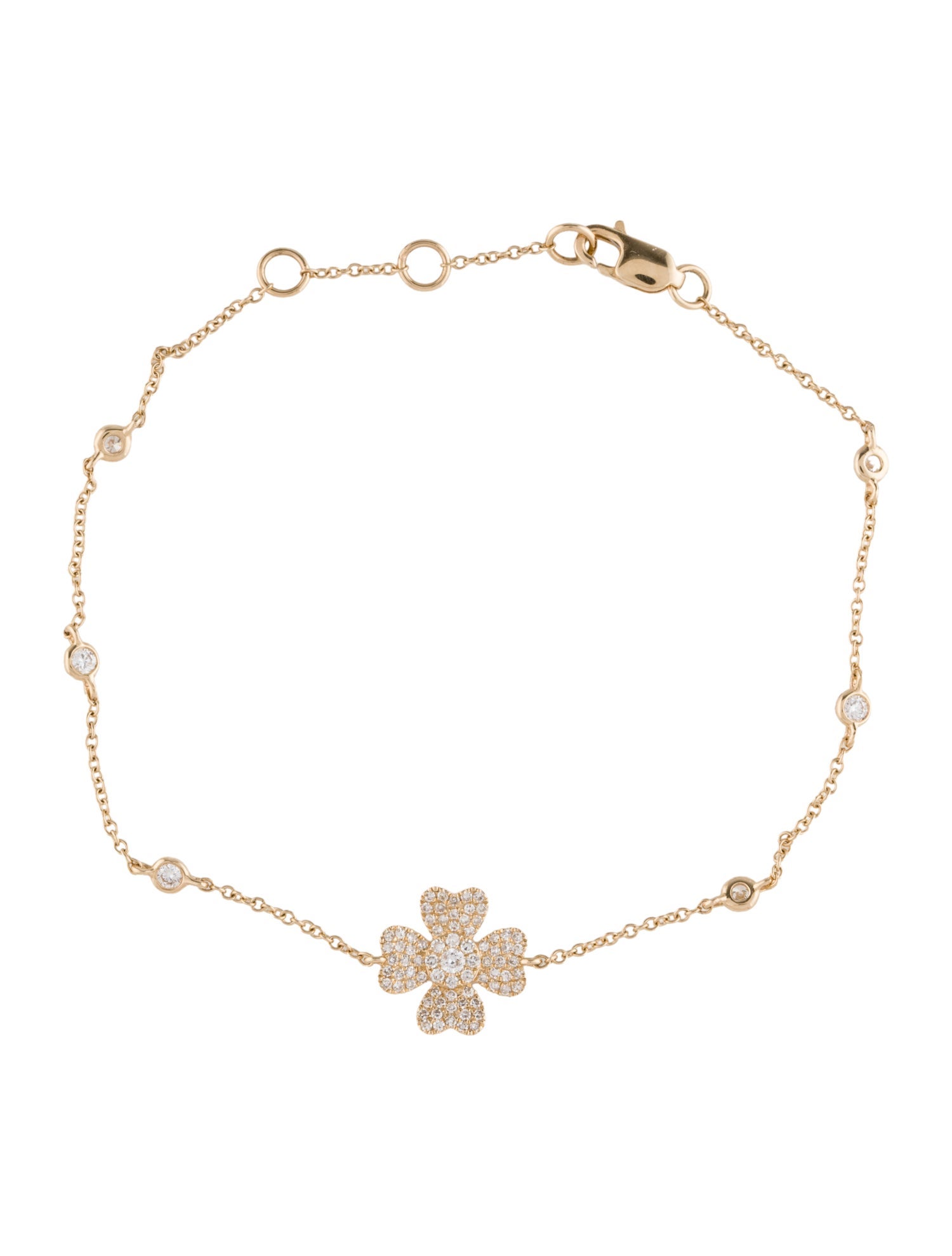Bracelet 14K Diamond Flower Station Bracelet