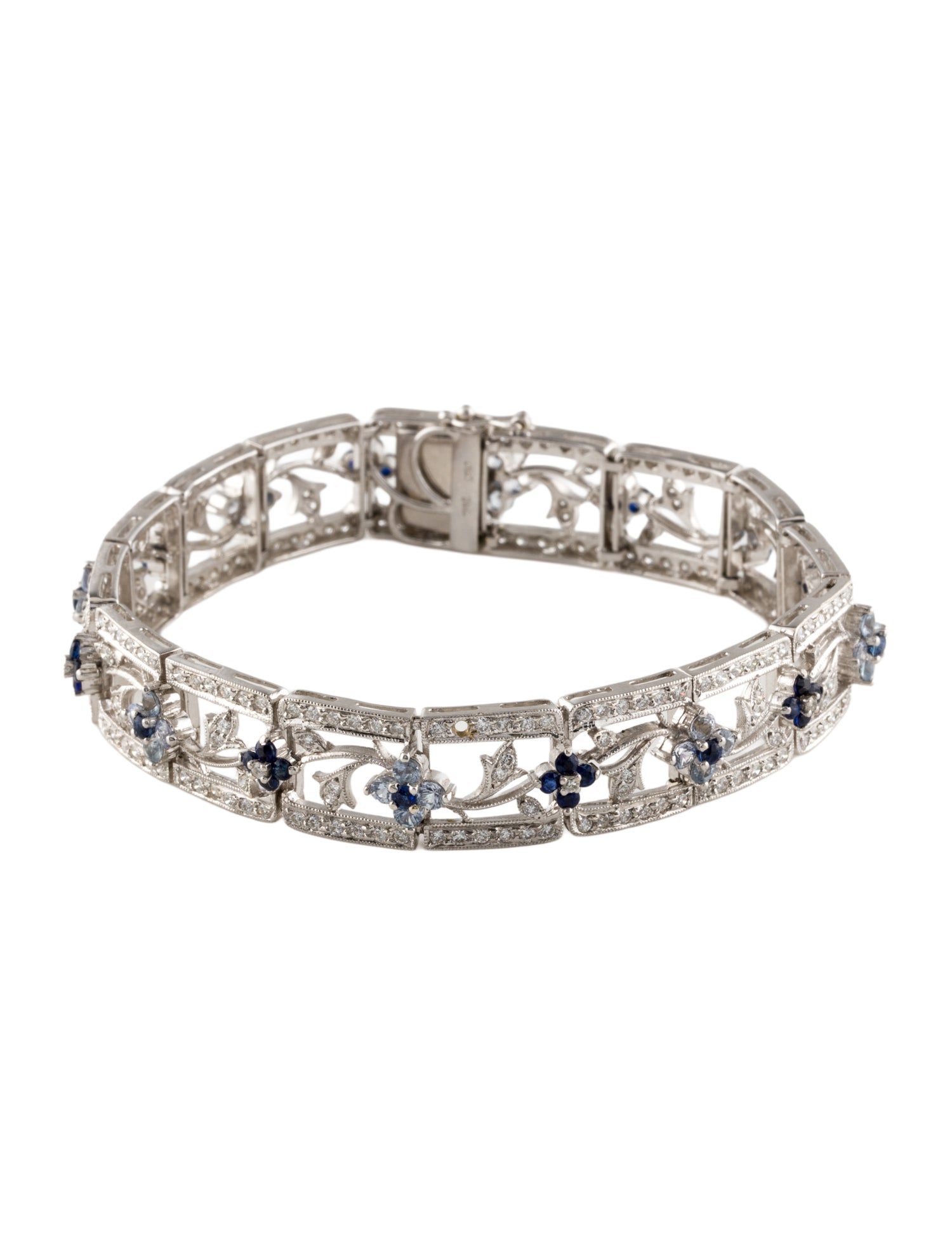 Bracelet 18K Sapphire & Diamond Link Bracelet