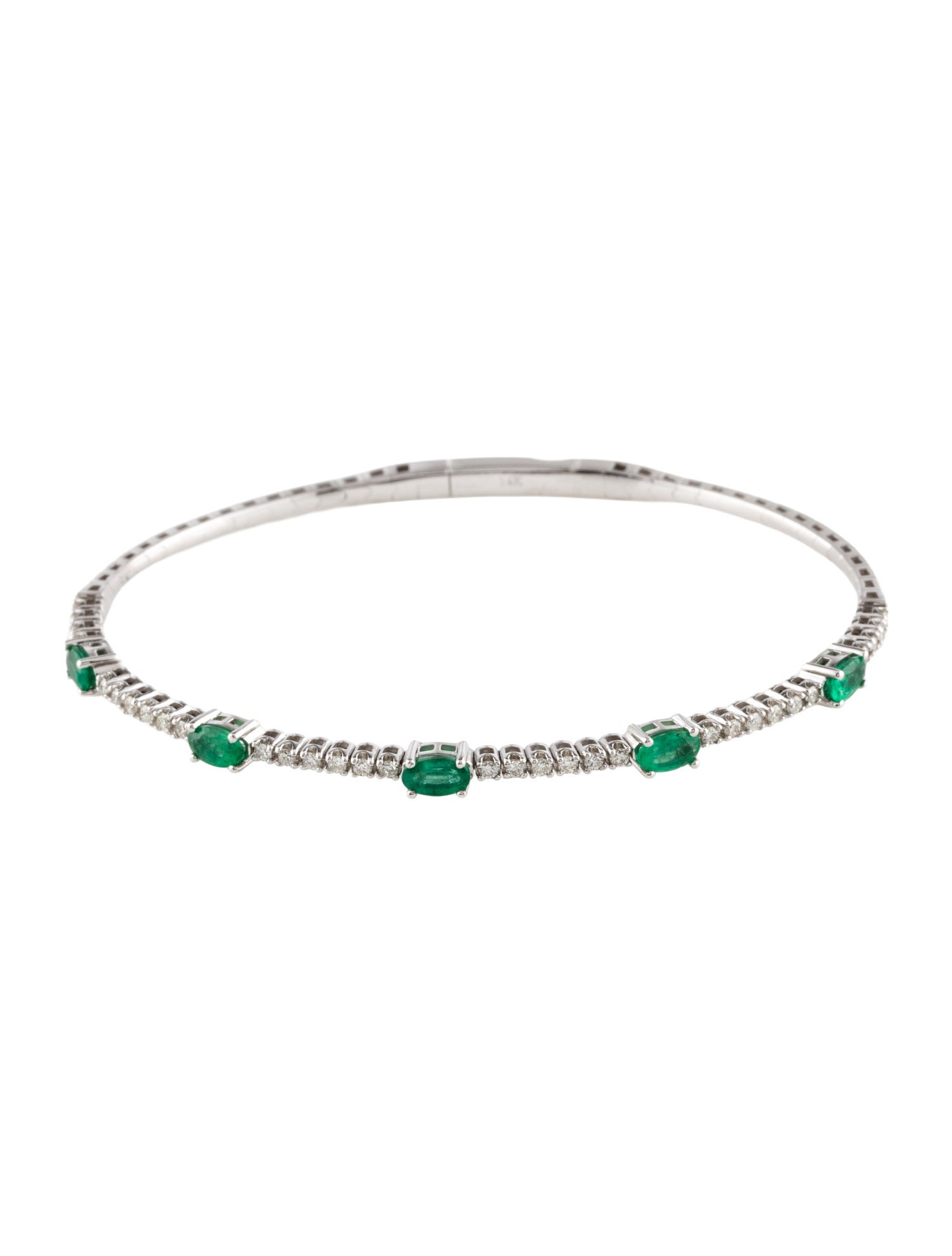 Bracelet 14K Emerald & Diamond Bangle Bracelet