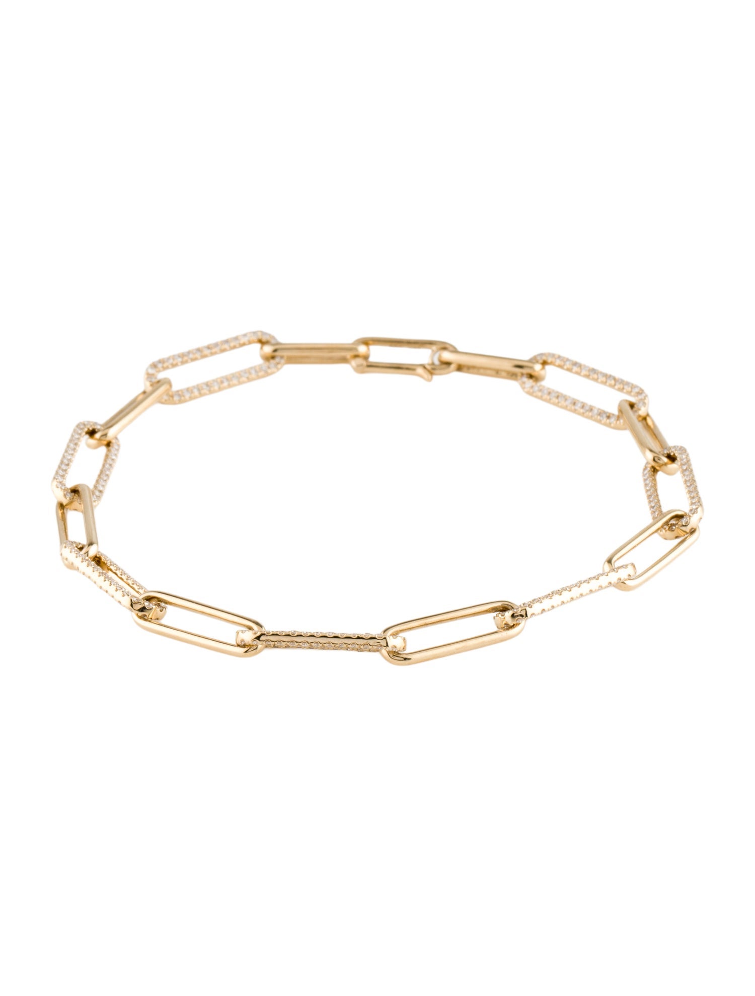 Bracelet 14K 1.18ctw Diamond Paperclip Chain