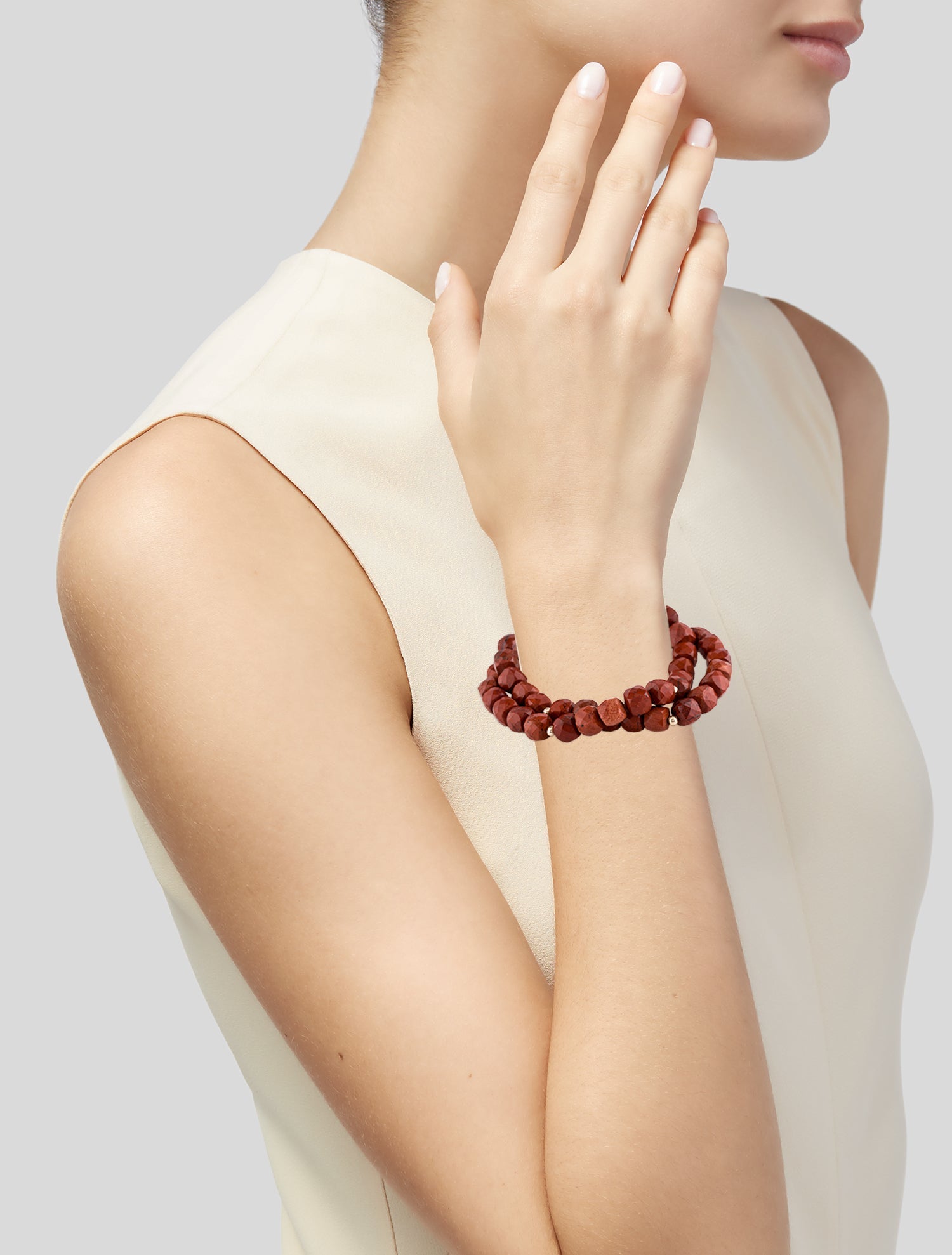 Bracelet 14K Jasper Double Strand Bead Bracelet