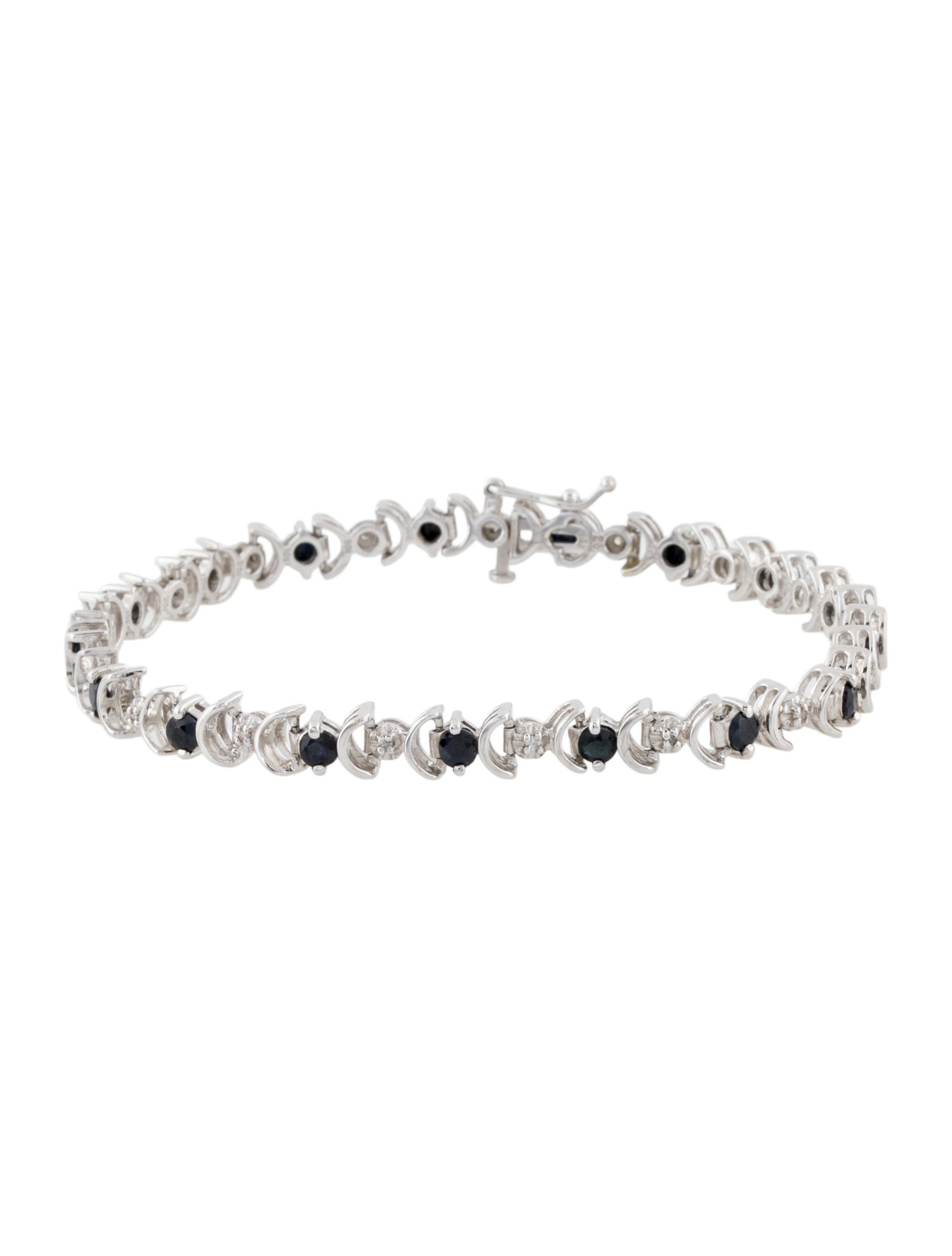 Bracelet 10K Diamond & 1.98ctw Sapphire Fancy Link Tennis