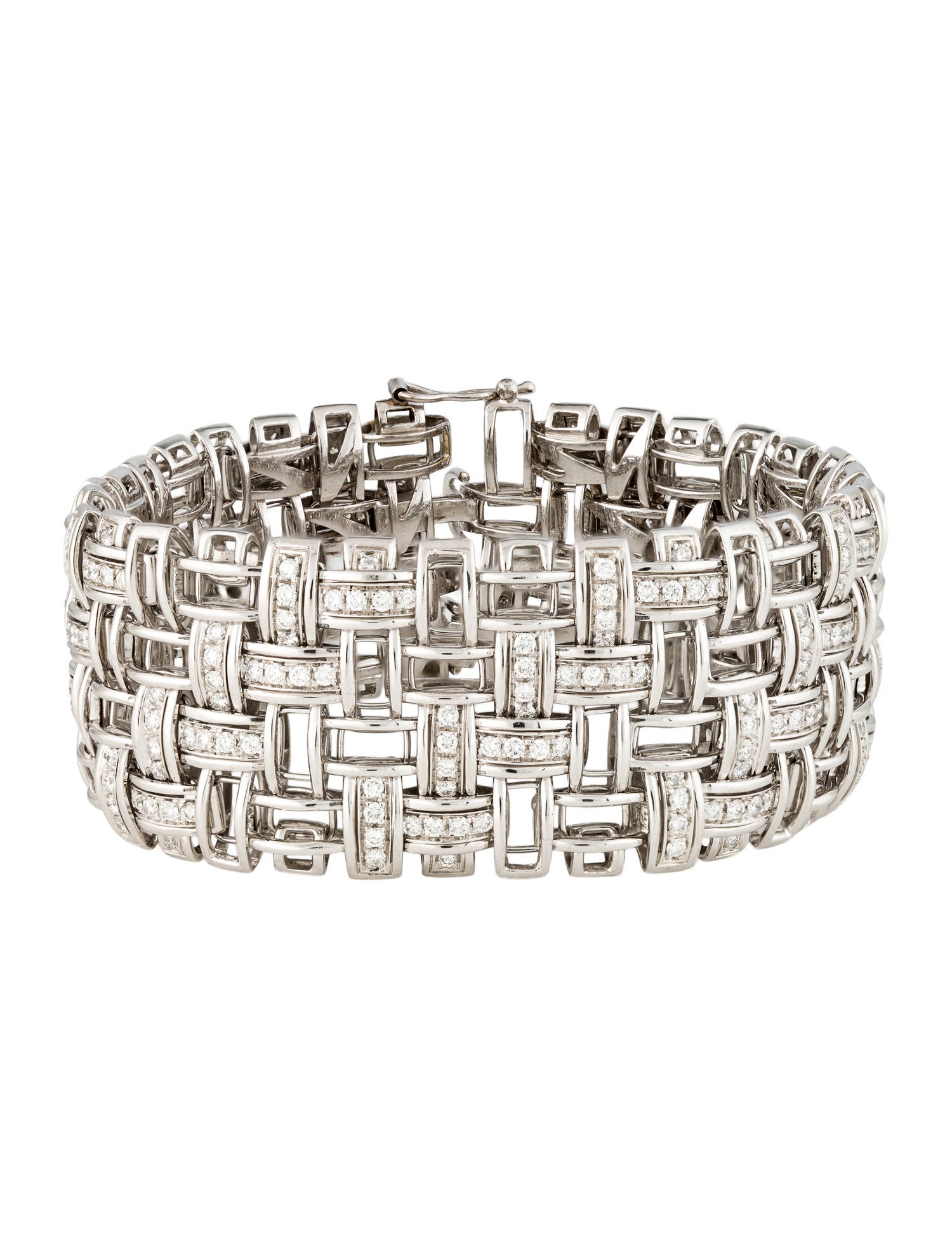 Bracelet 18K 5.44ctw Diamond Wide Woven Link