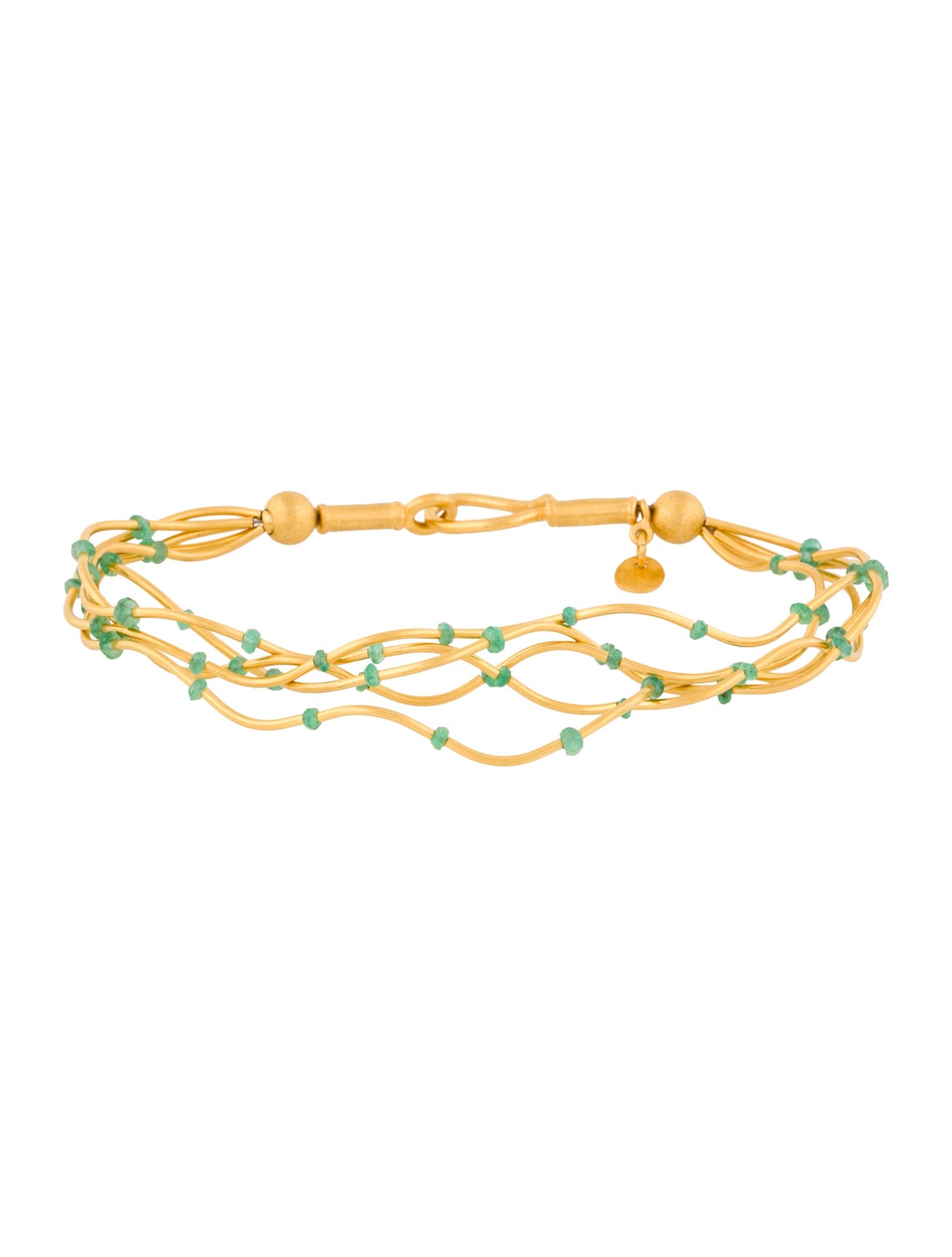 Bracelet 24K Emerald Bead Wavy