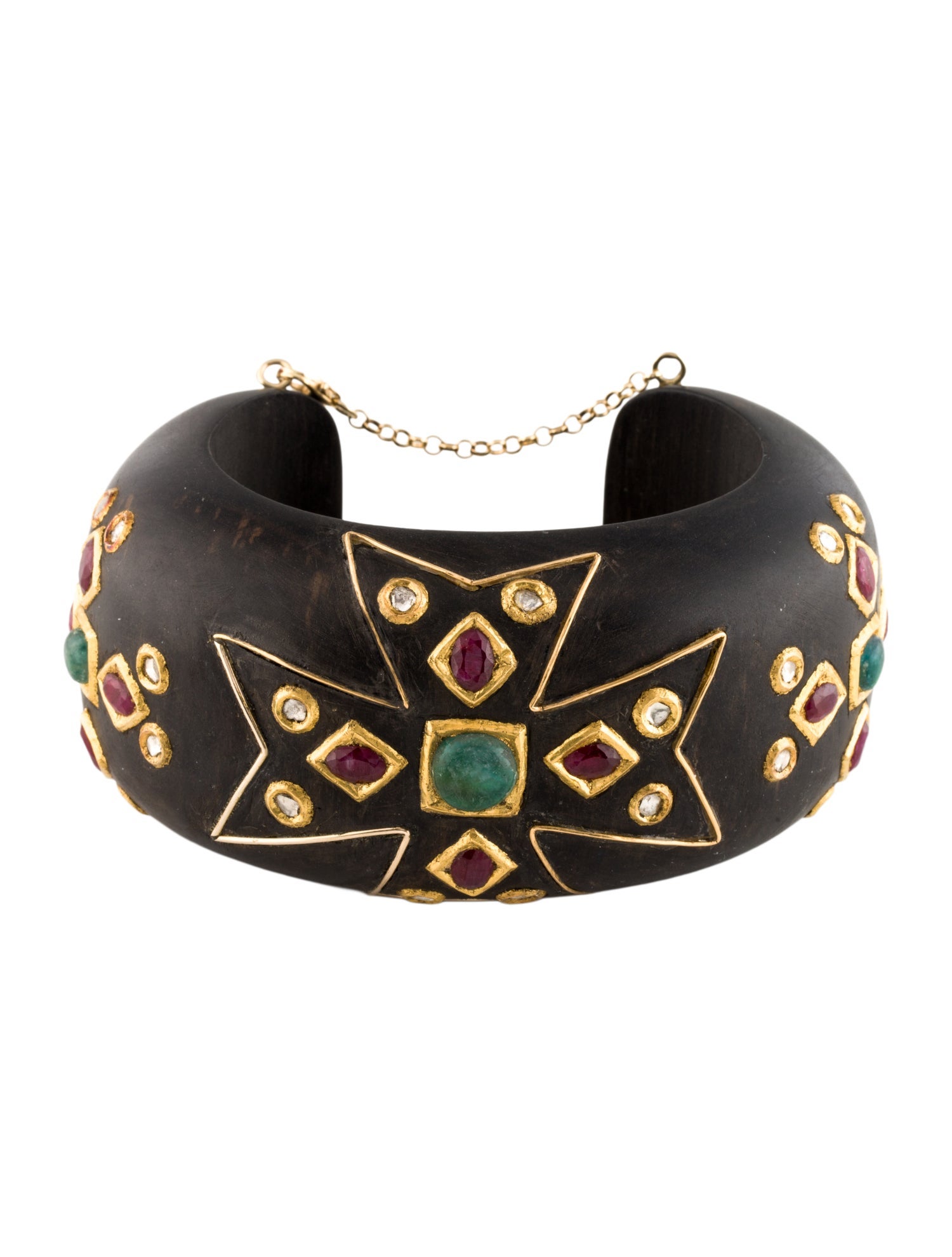 Bracelet Diamond, Fluorite & Wood Cuff