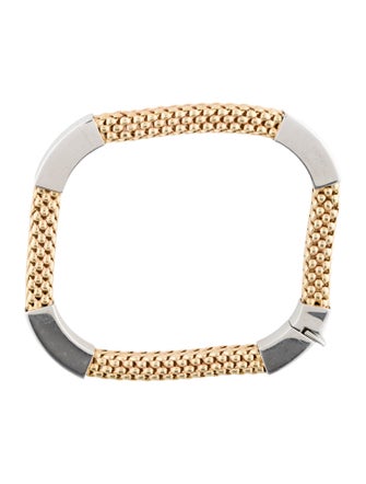 Bracelet 14K Two-Tone Rectangular Bangle