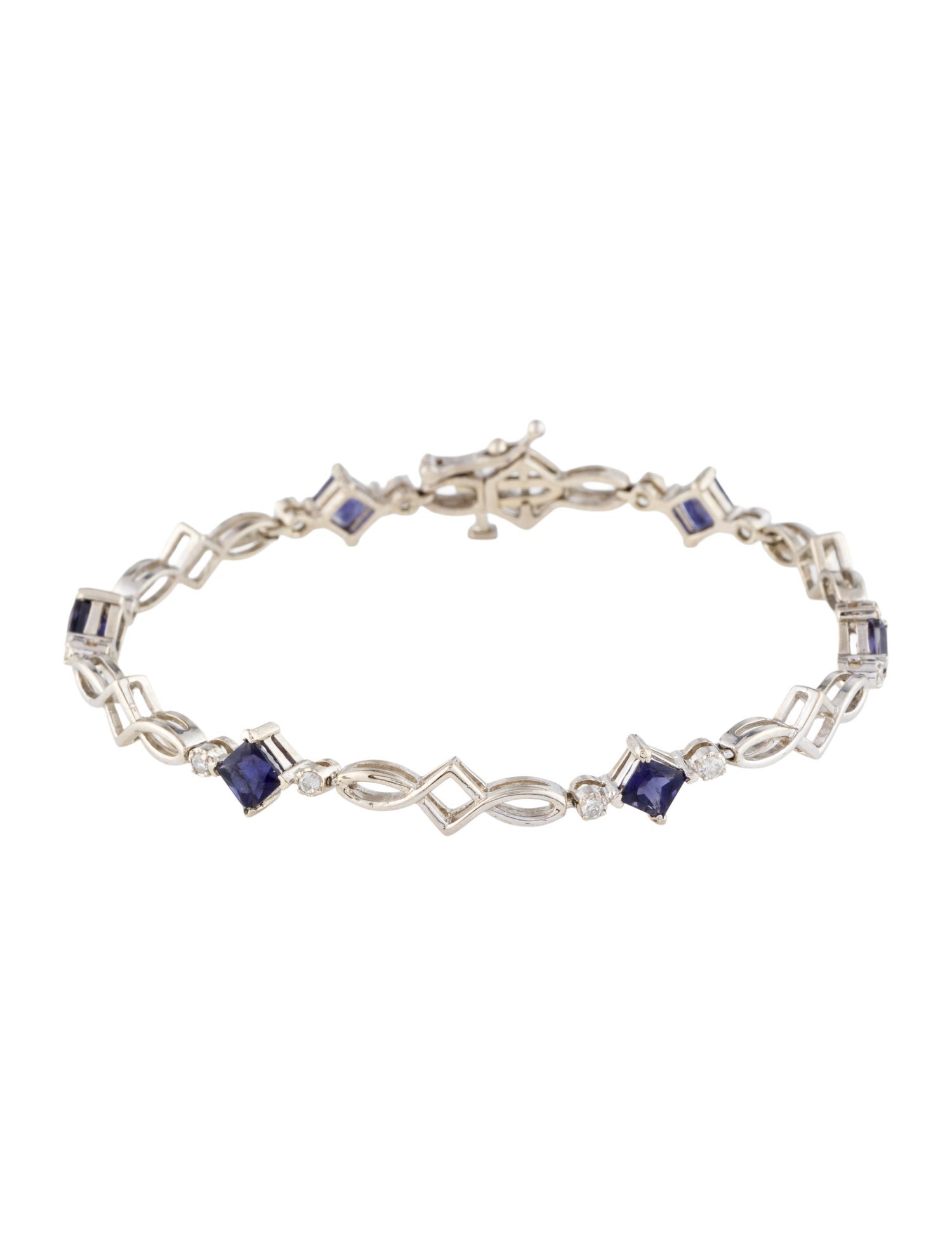 Bracelet 14K 2.20ctw Iolite & Diamond Station