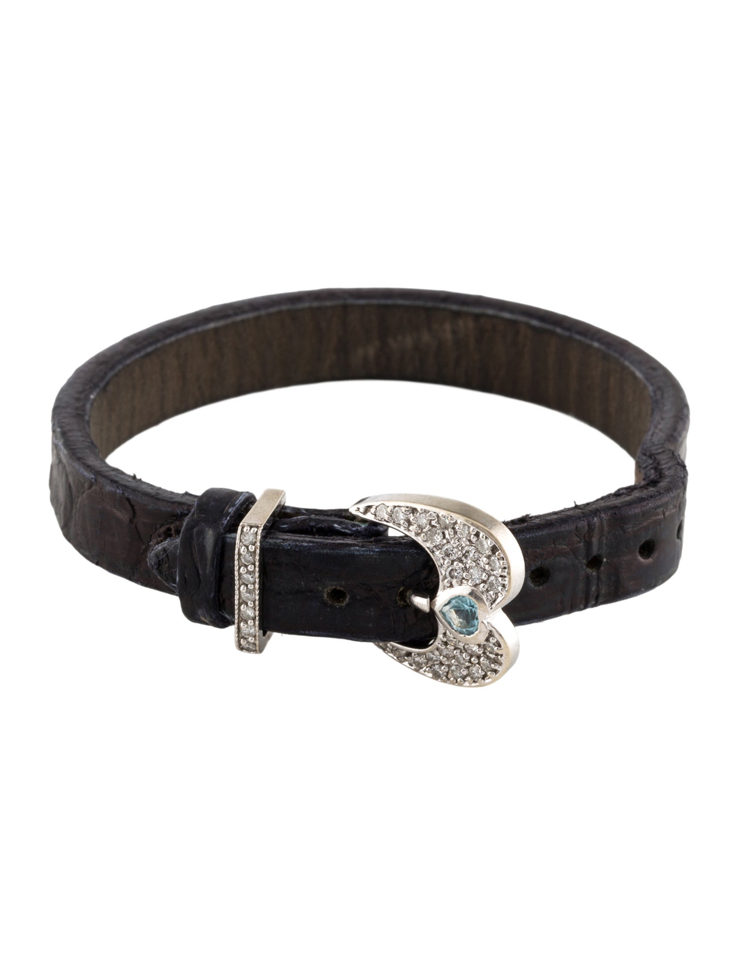 Bracelet 18K Diamond & Topaz Buckle Leather