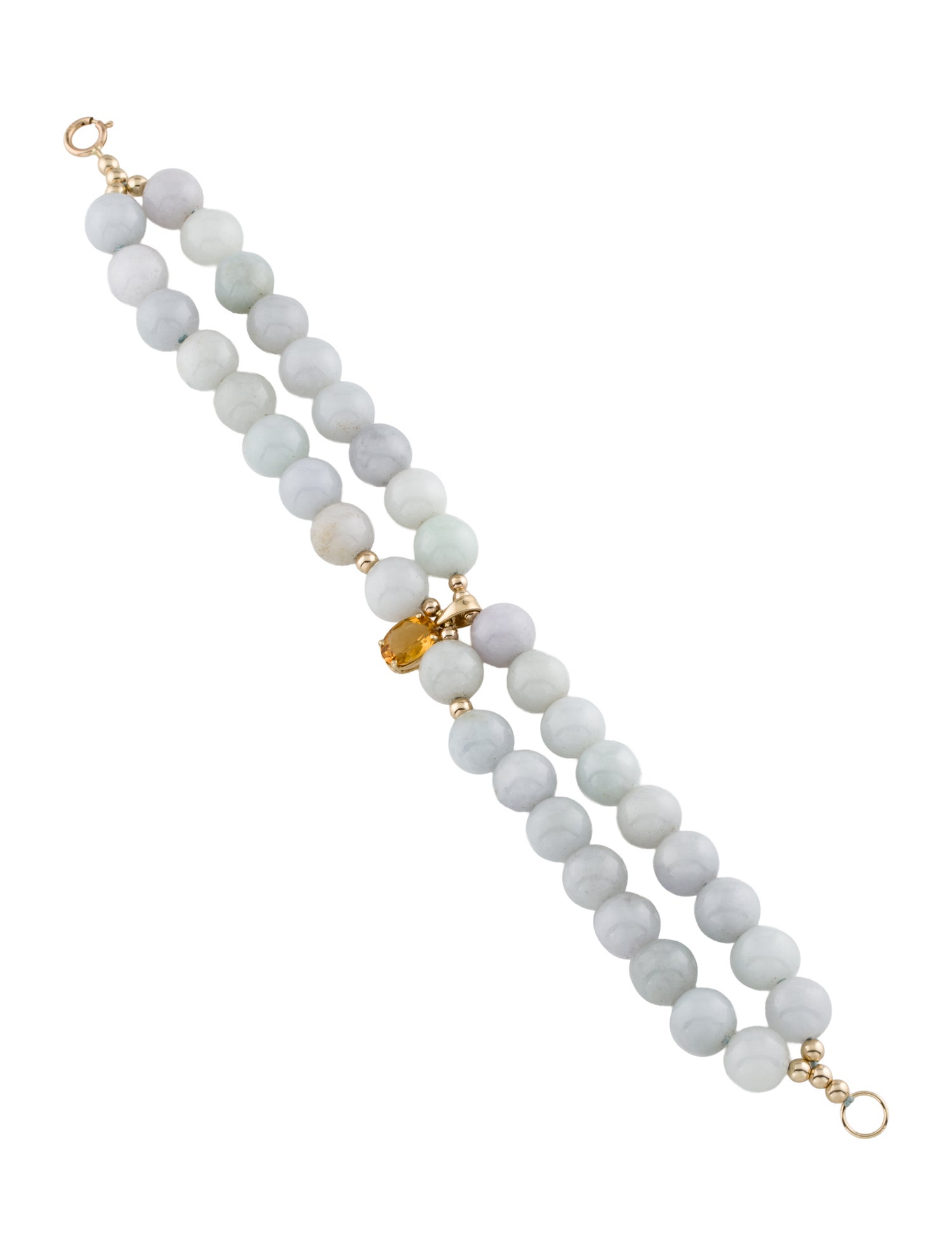 Bracelet 14K Jadeite & Citrine Double Strand Charm