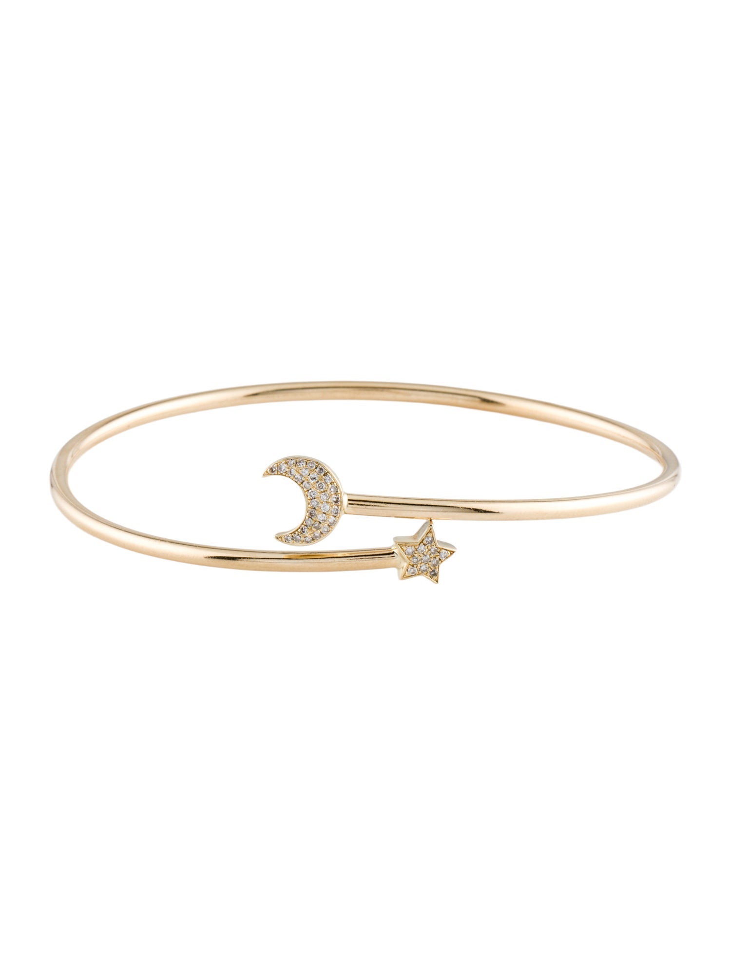 Bracelet 14K Diamond Moon & Star Cuff
