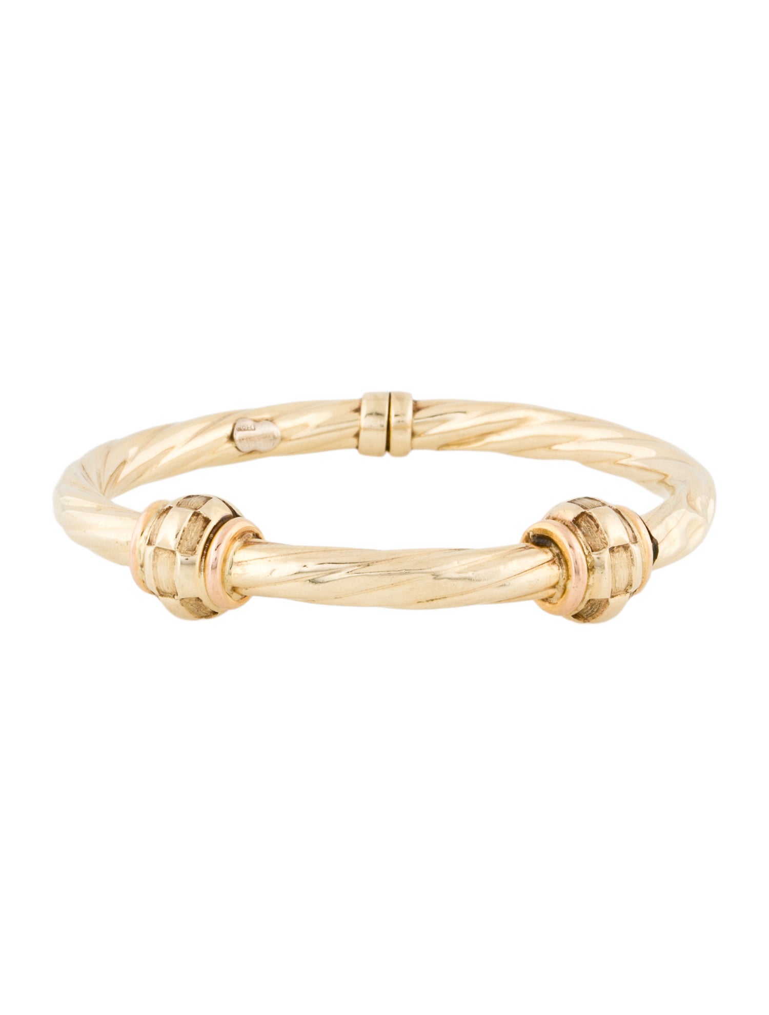 Bracelet 14K Hollow Twisted Hinged Bangle