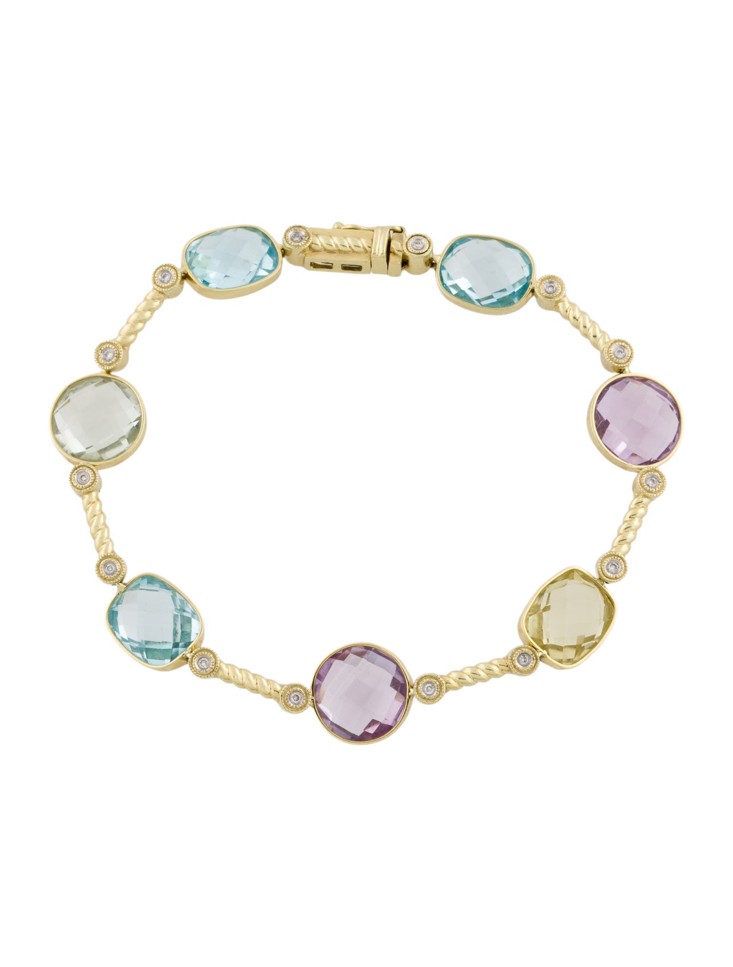 Bracelet 14K Multistone & Diamond Fancy Link